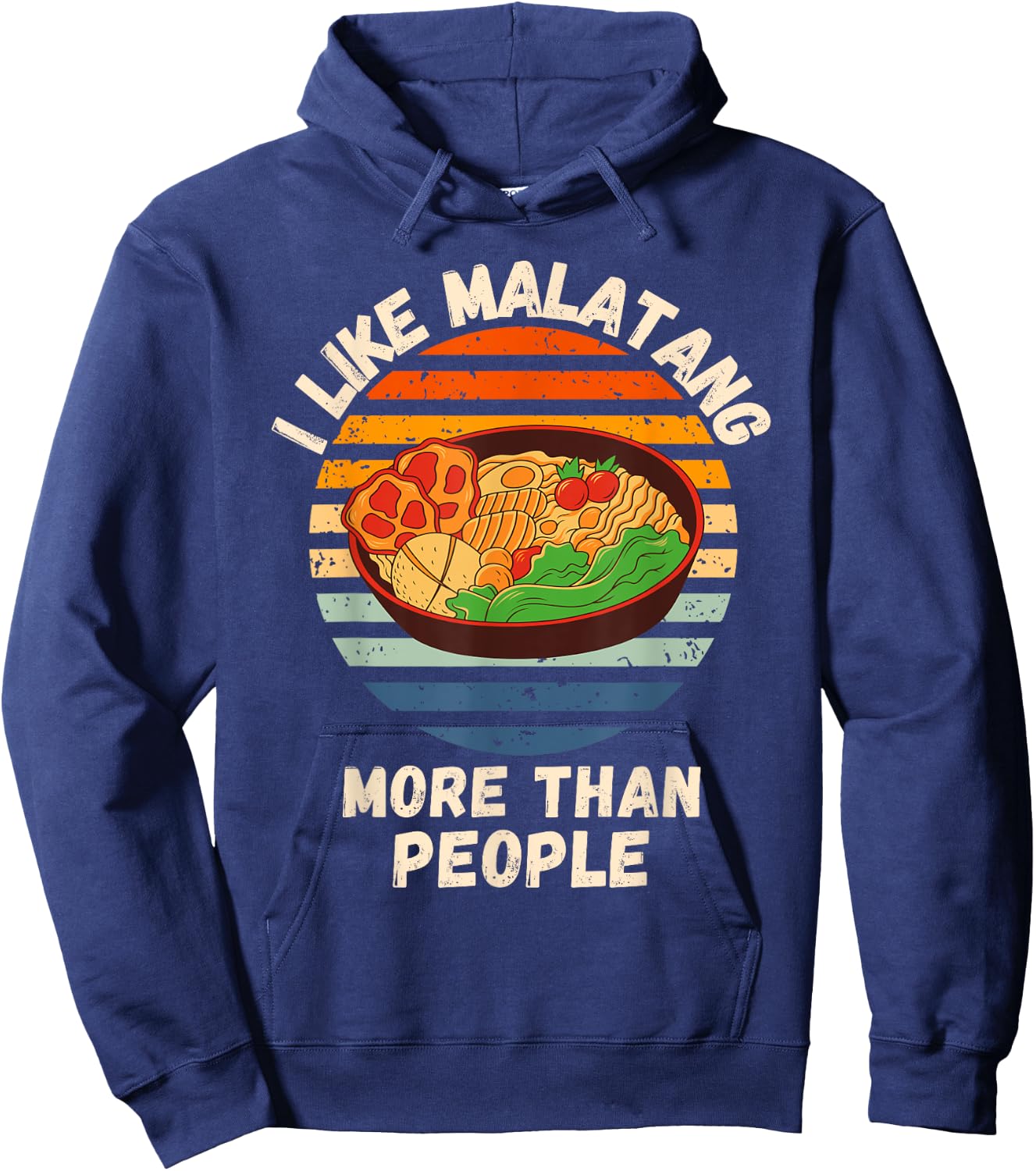 Vintage I Like Malatang More Than People Retro Malatang Hoodie - Hoodie | Navy