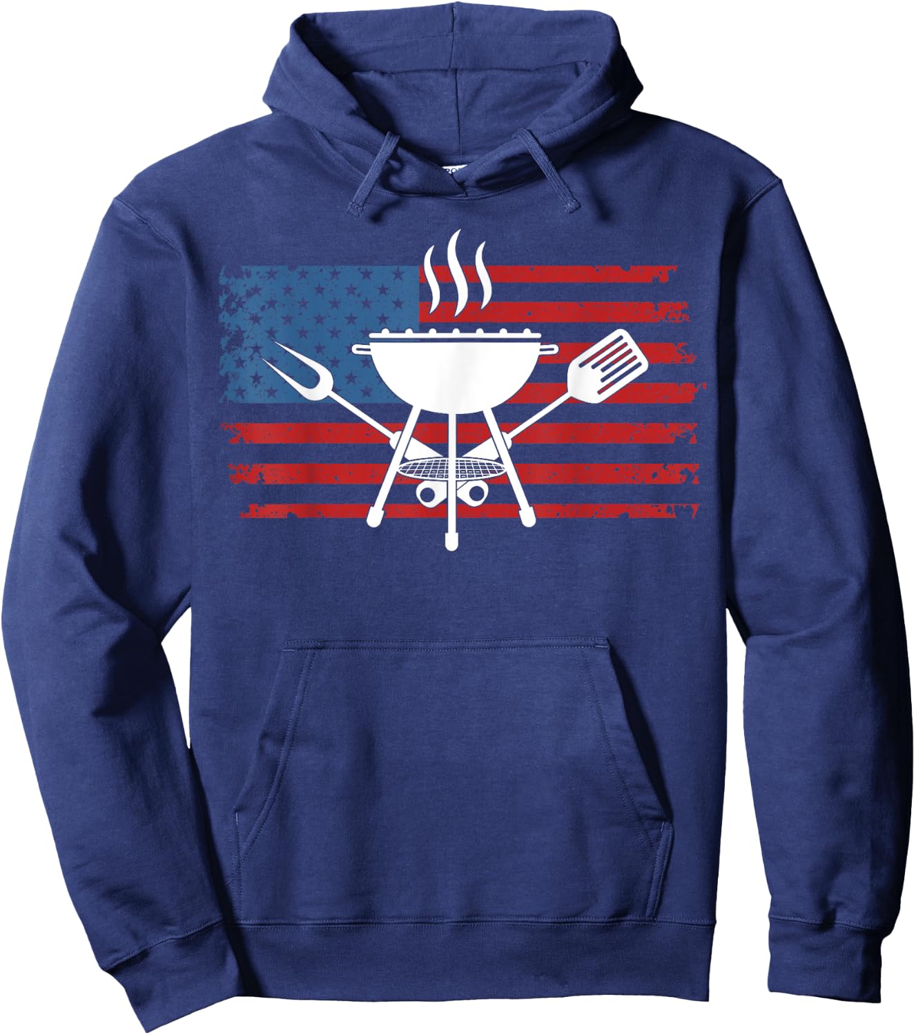 BBQ American Flag USA Barbecue Grill 4th Of July Hoodie - Hoodie | Navy