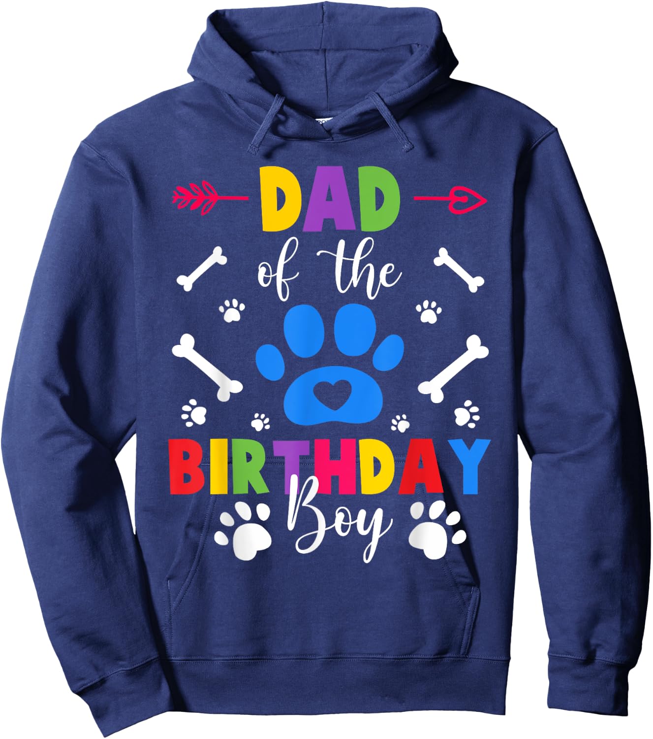 Dad And Mom Of The Birthday Boy Dog Paw Family Matching Hoodie - Hoodie | Navy