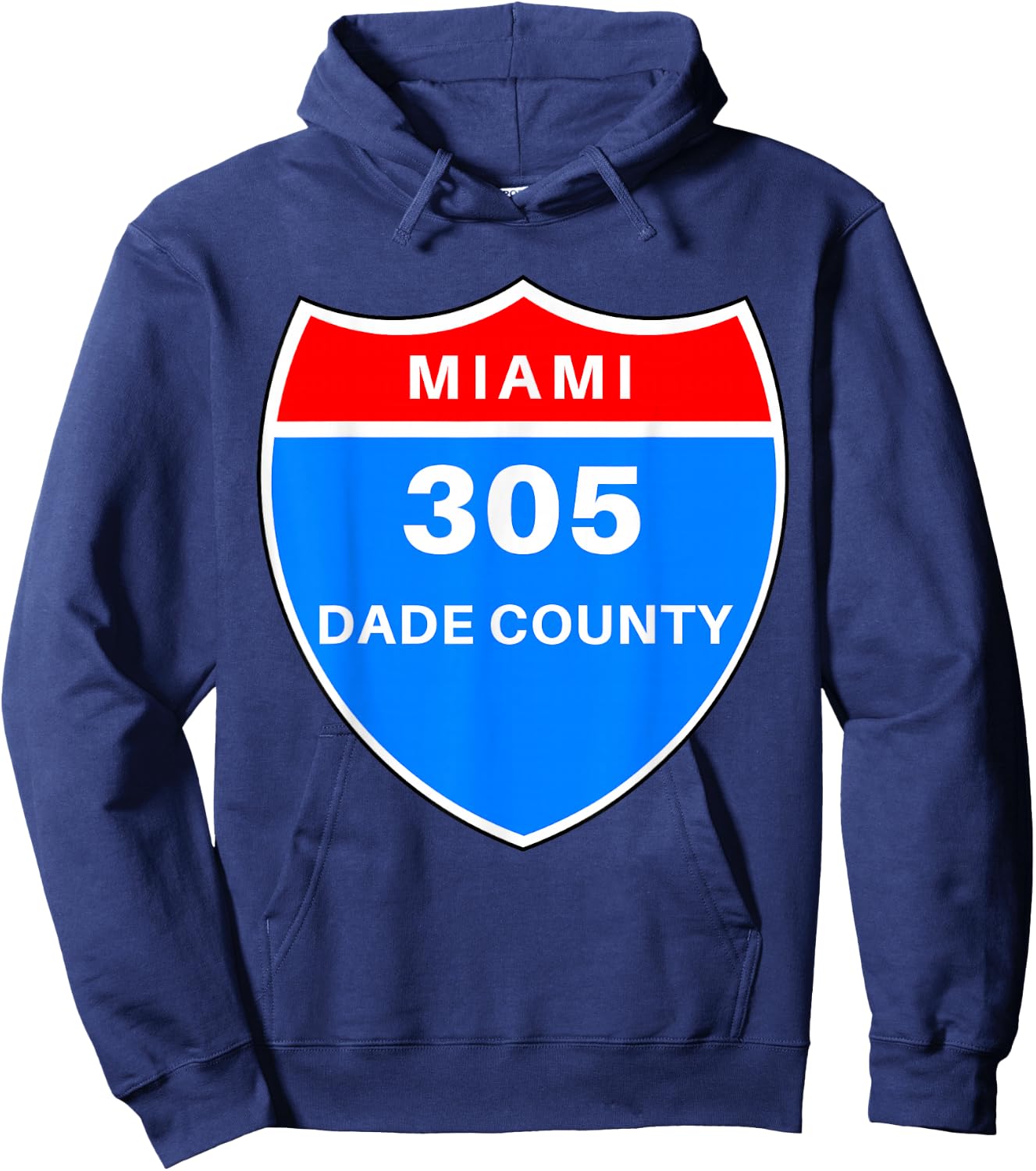 Miami Dade County 305 Road Sign Hoodie - Hoodie | Navy