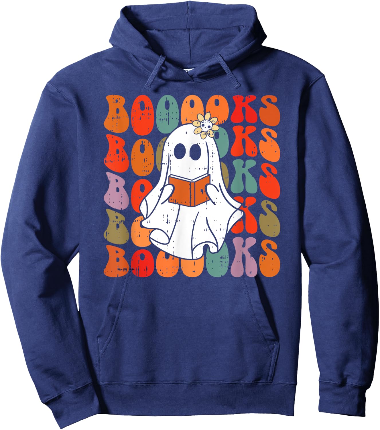 Ghost Reading Book Halloween Spooky Reader Spirit Ghoul Hoodie - Hoodie | Navy