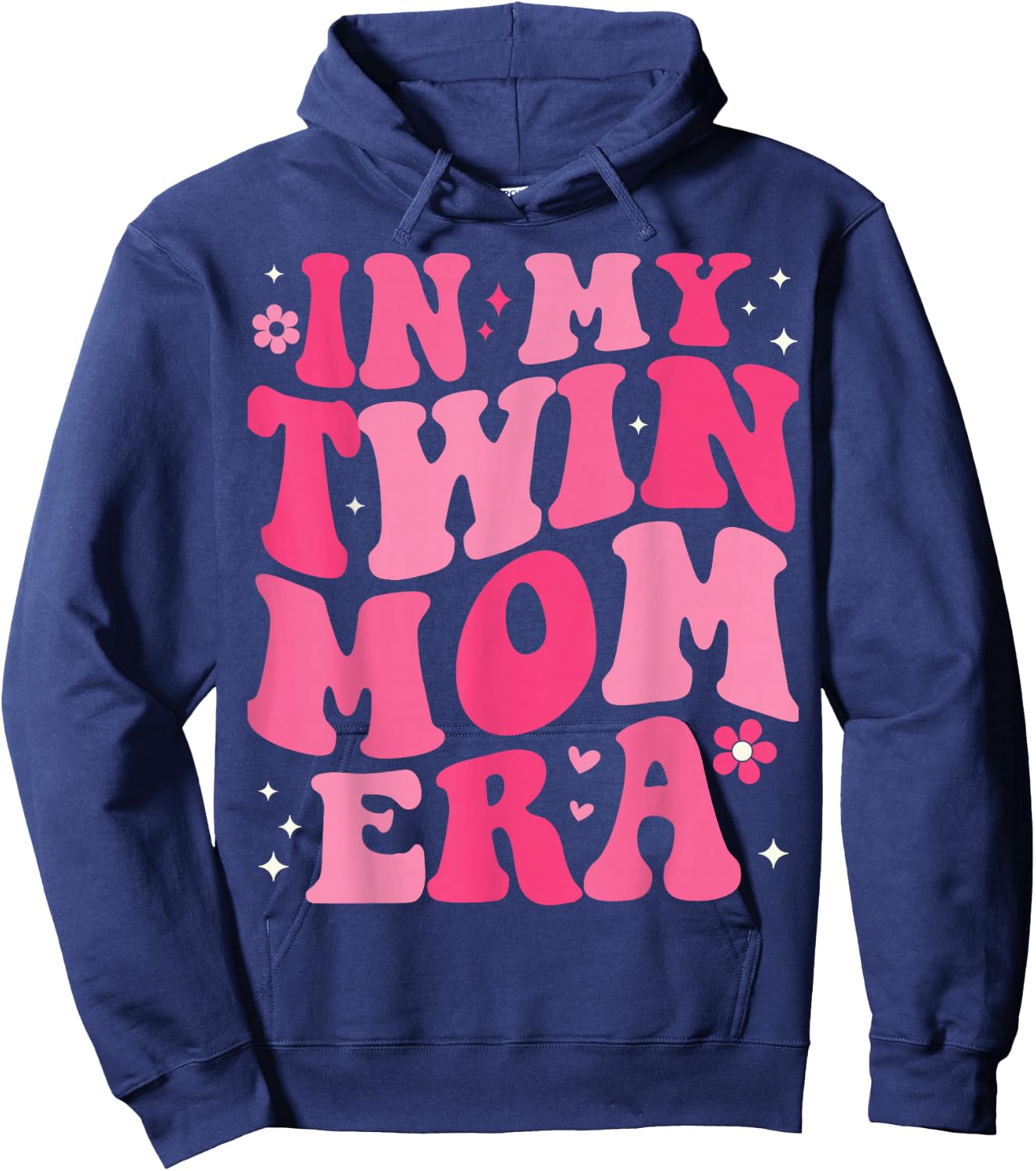 In My Twin Mom Era Groovy Funny Mom Of Twins Mother's Day Hoodie - Hoodie | Navy