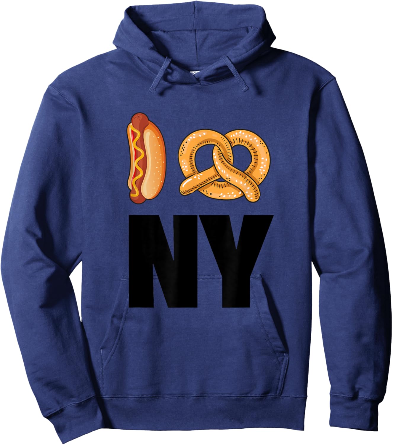 Bahaa's I Pretzel New York, Cool New York City Illustration Graphic , Small, White Hoodie - Hoodie | Navy