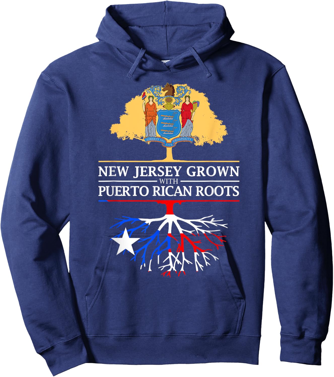New Jersey Grown with Puerto Rican Roots Hoodie - Hoodie | Navy
