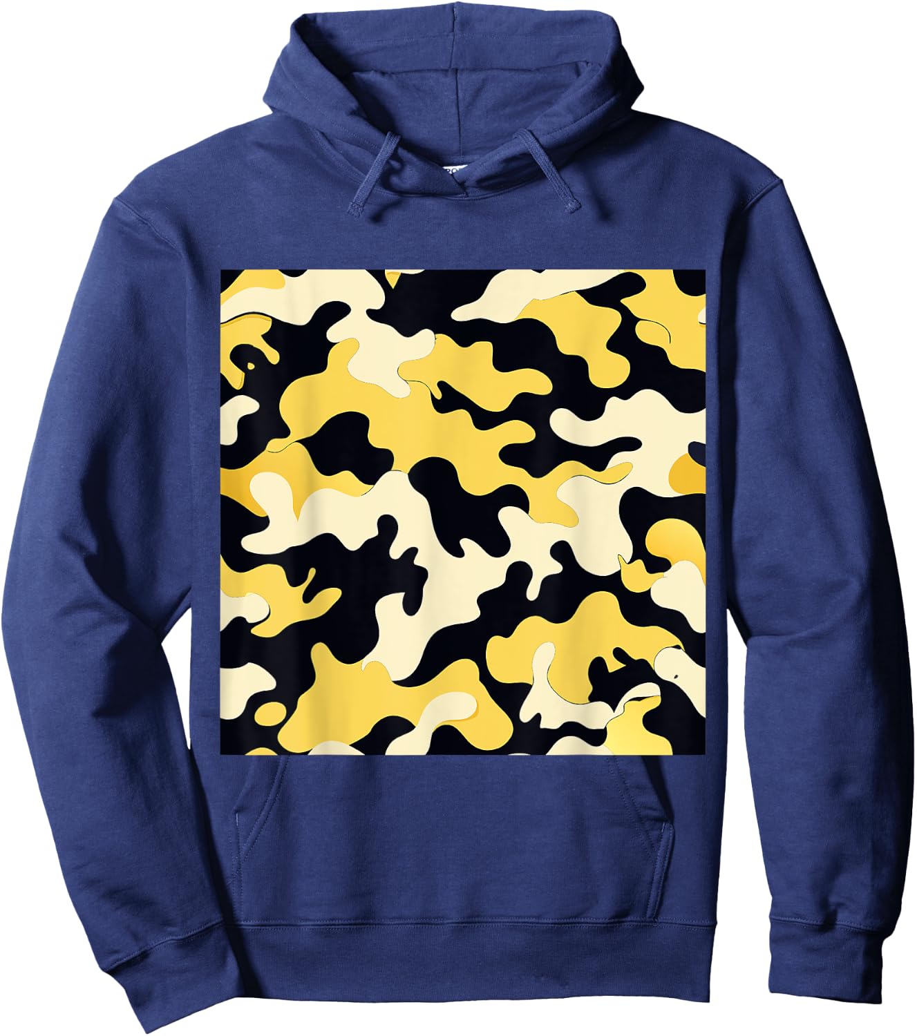 BY CRADOX CREATIVE Yellow Cream and Black Camouflage Art Pretty Pattern Camo , Small Hoodie - Hoodie | Navy