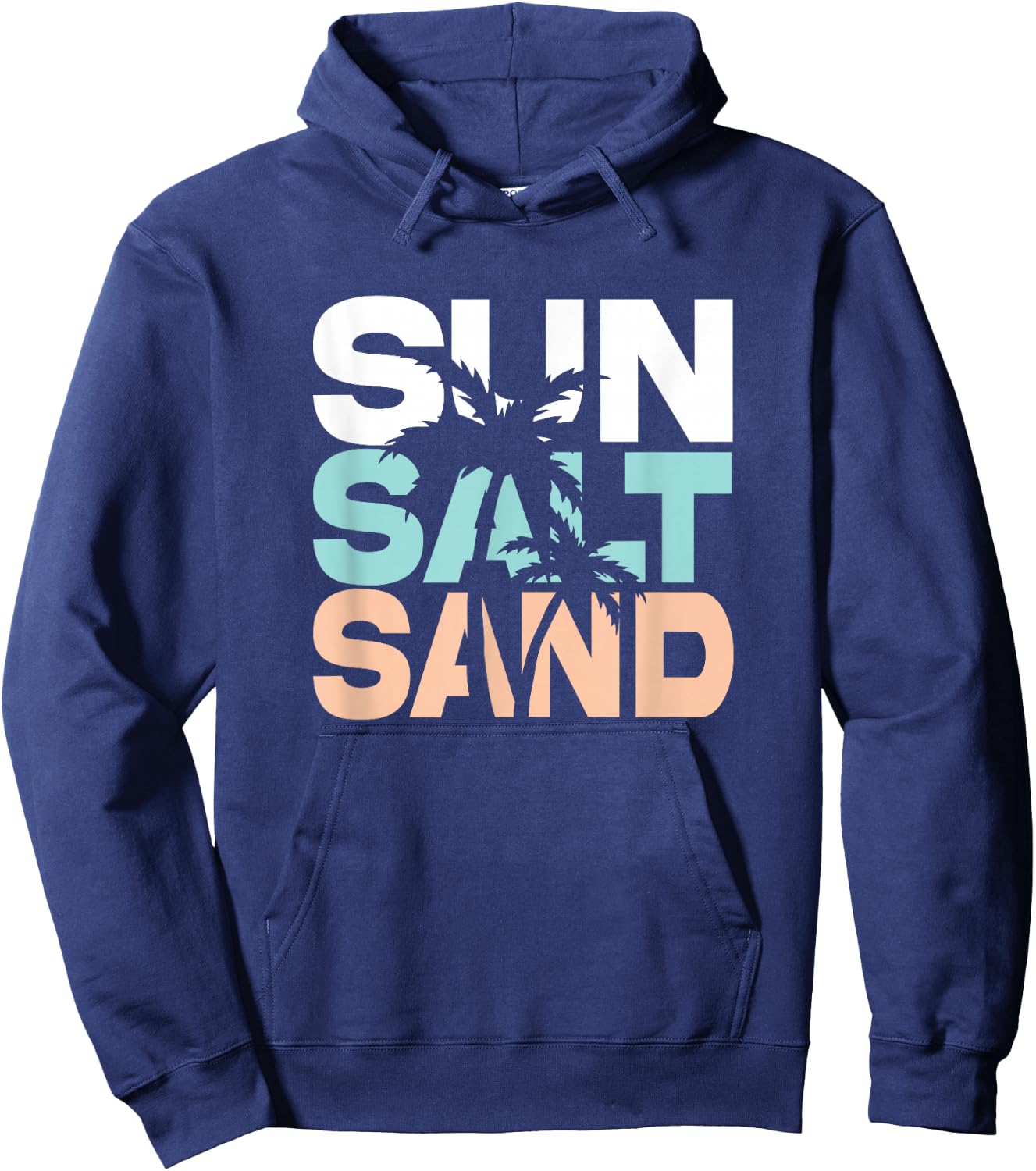 Sun Salt Sand Summer Retro Colourful Happy Holiday Palm Trees Hoodie - Hoodie | Navy
