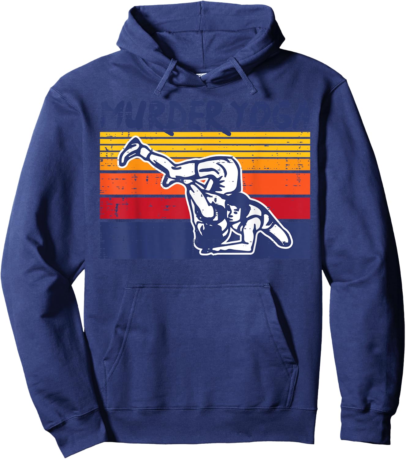 Wrestling Murder Yoga Retro Wrestler Jiu Jitsu Women Men Kid Hoodie - Hoodie | Navy