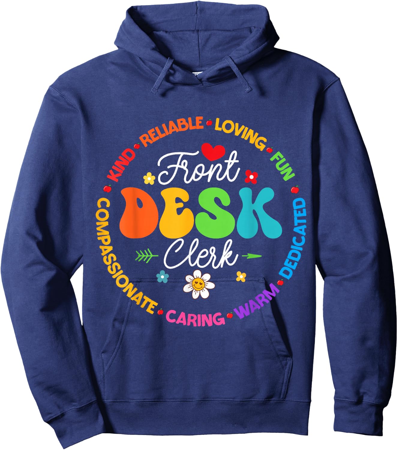 Groovy Front Desk Clerk Secretary Admin Appreciation Week Hoodie - Hoodie | Navy