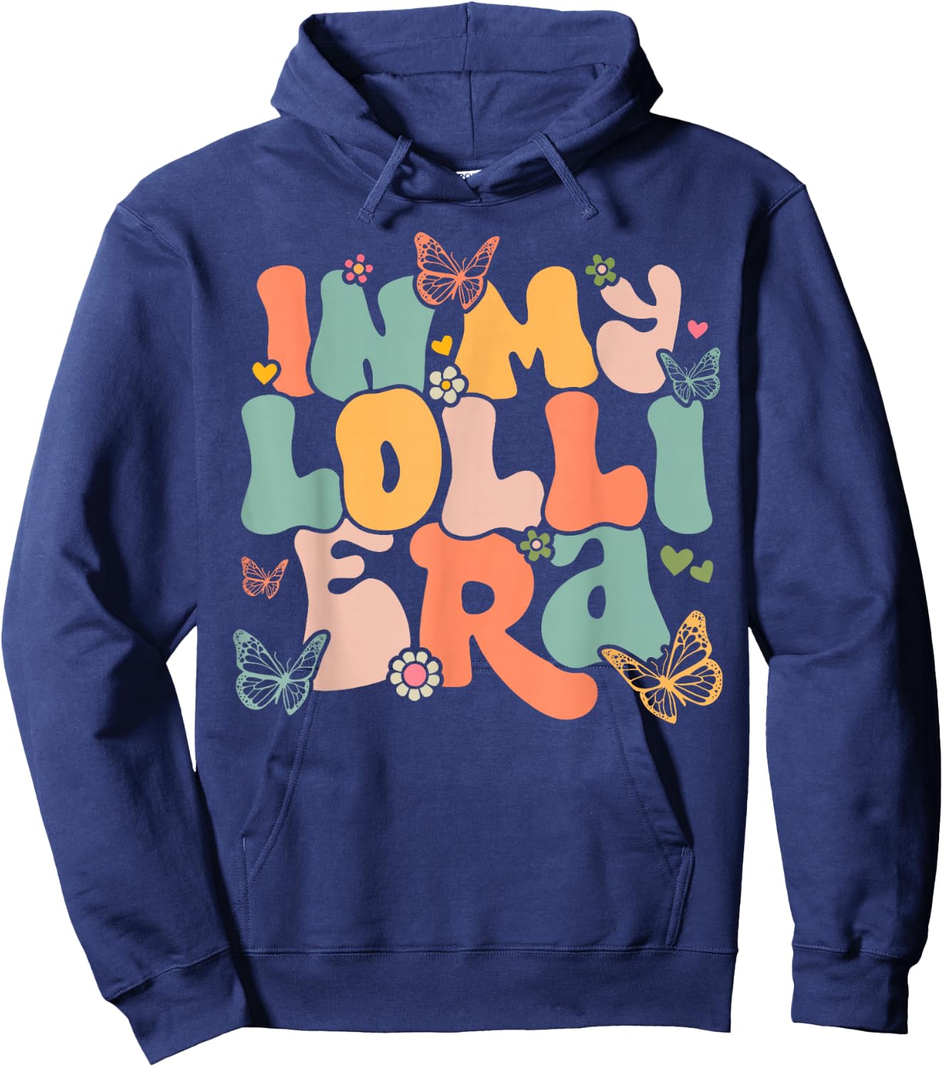 Retro Groovy In My Lolli Era Mother's Day Hoodie - Hoodie | Navy