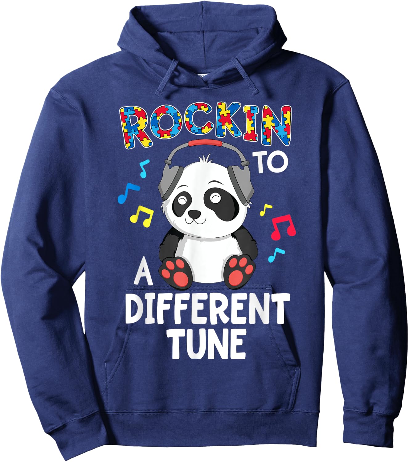 Rockin' To A Different Tune Panda Autism Awareness Kids Hoodie - Hoodie | Navy