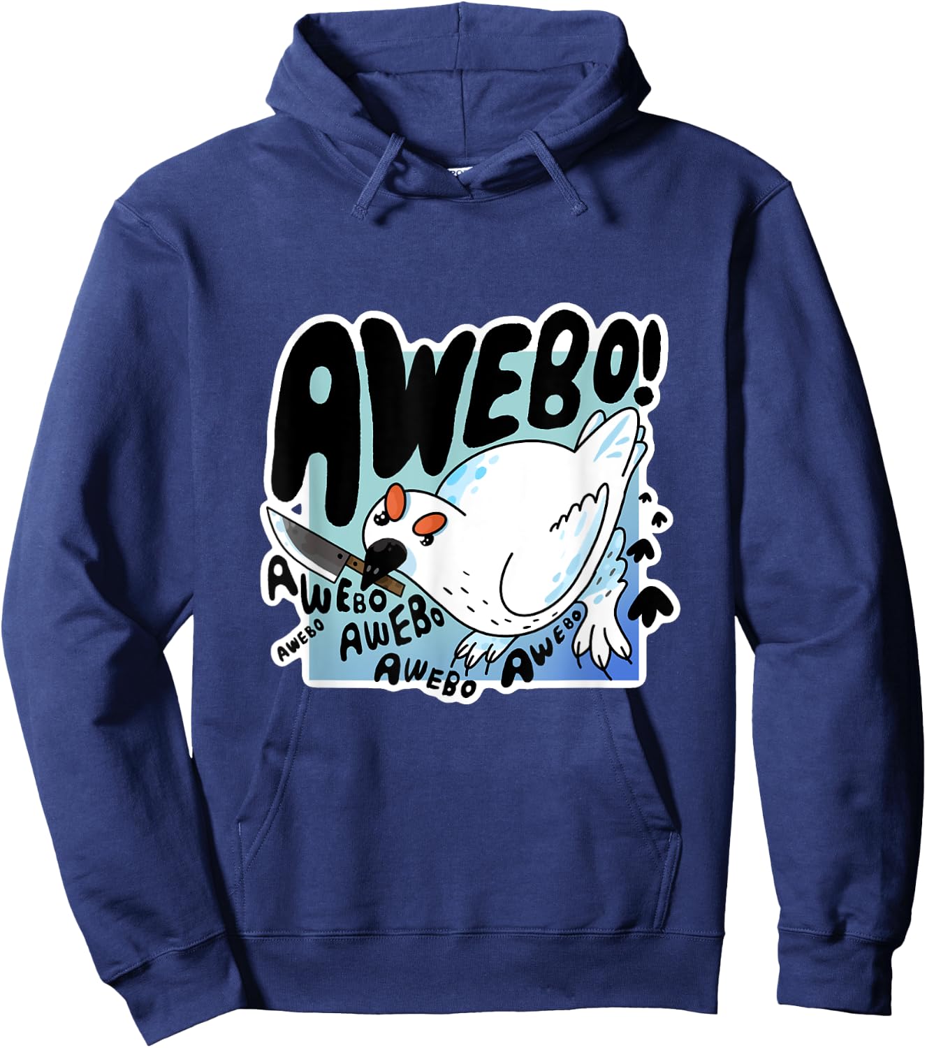 Awebo Ptarmigan Arctic Cute Bird Internet Meme Funny Chicken Hoodie - Hoodie | Navy