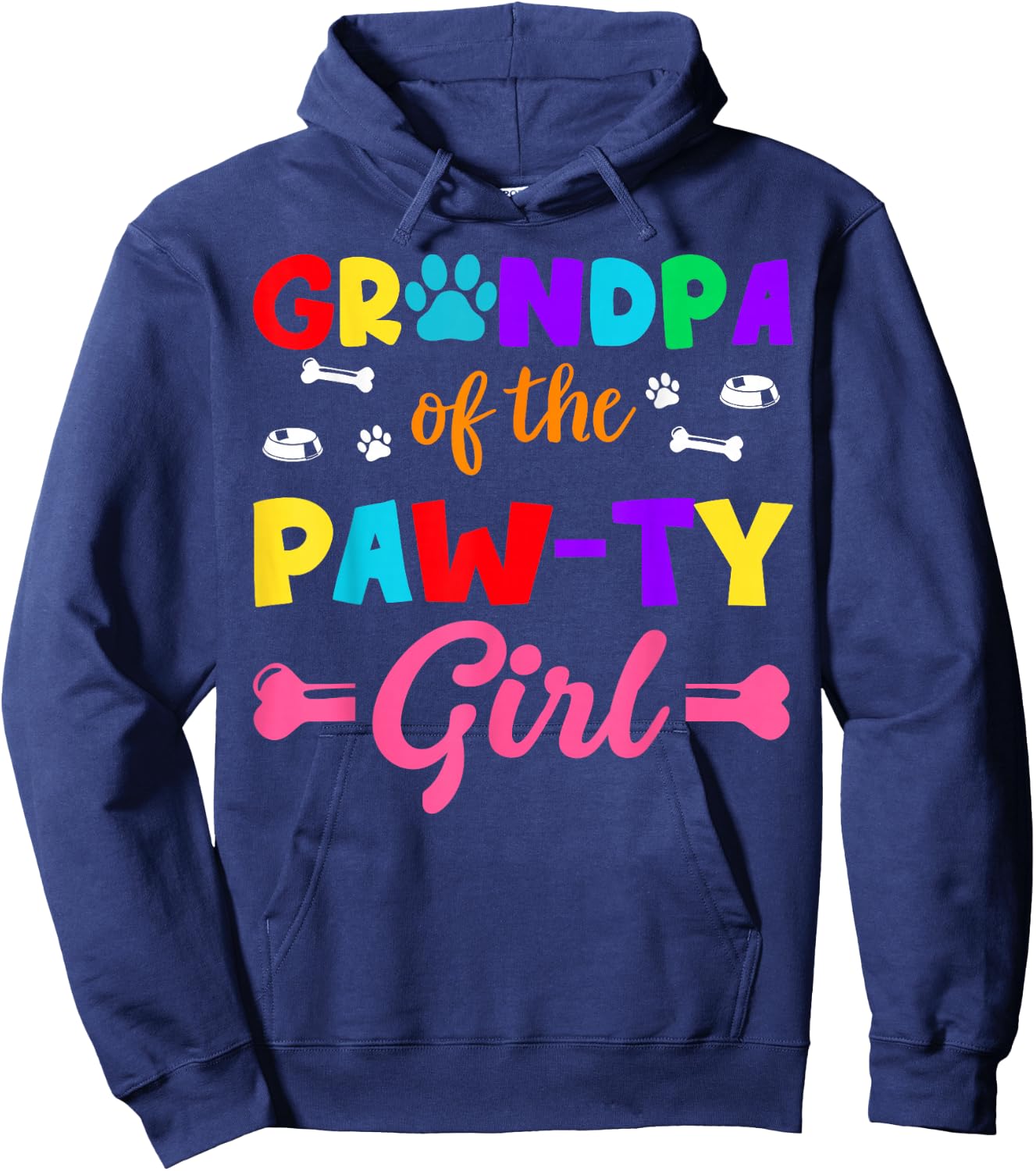 Grandpa of The Paw-ty Girl Dog Family Matching Party Hoodie - Hoodie | Navy