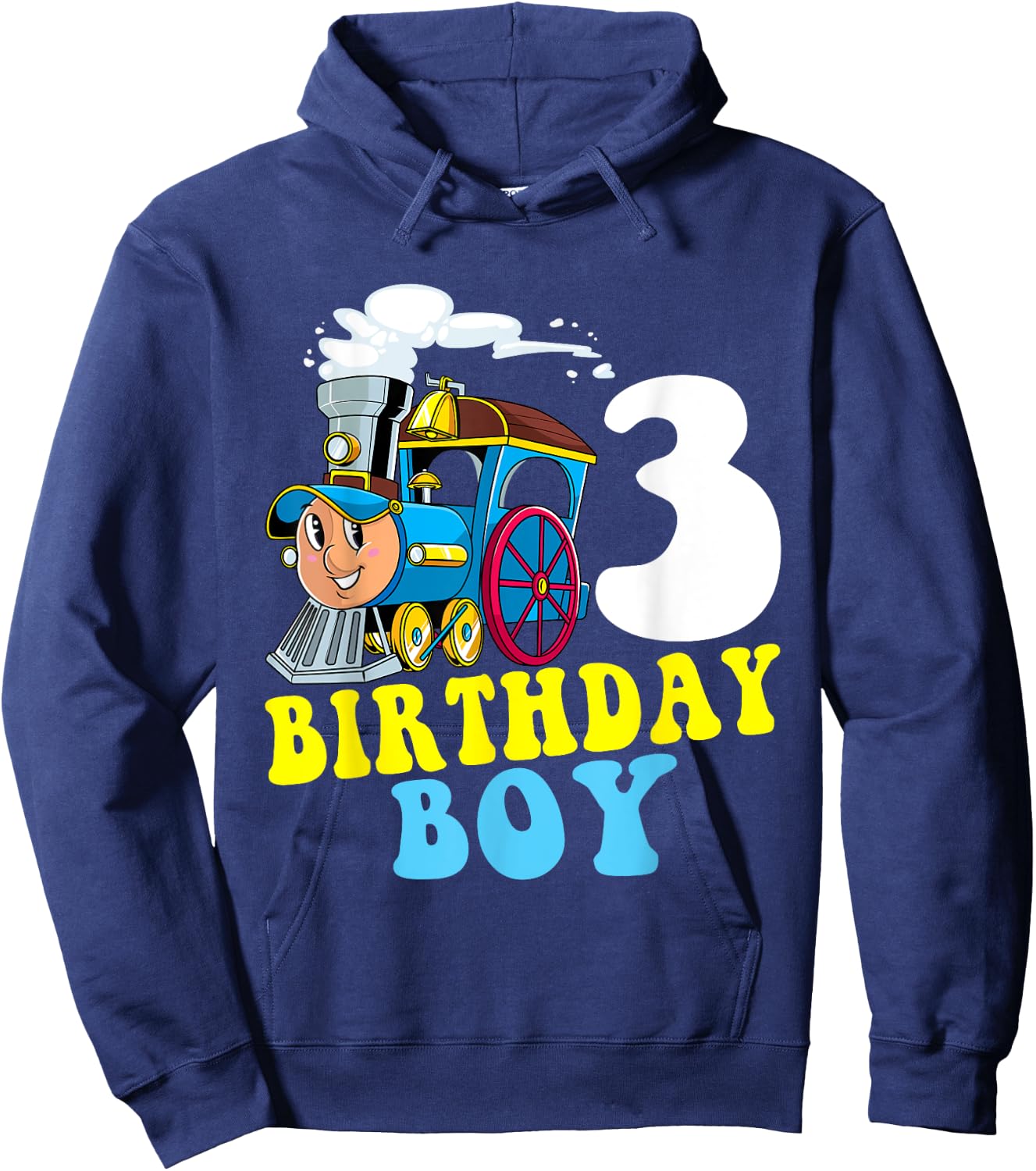 3rd Birthday Boy Train Lovers Three Years Old Kids Toddlers Hoodie - Hoodie | Navy