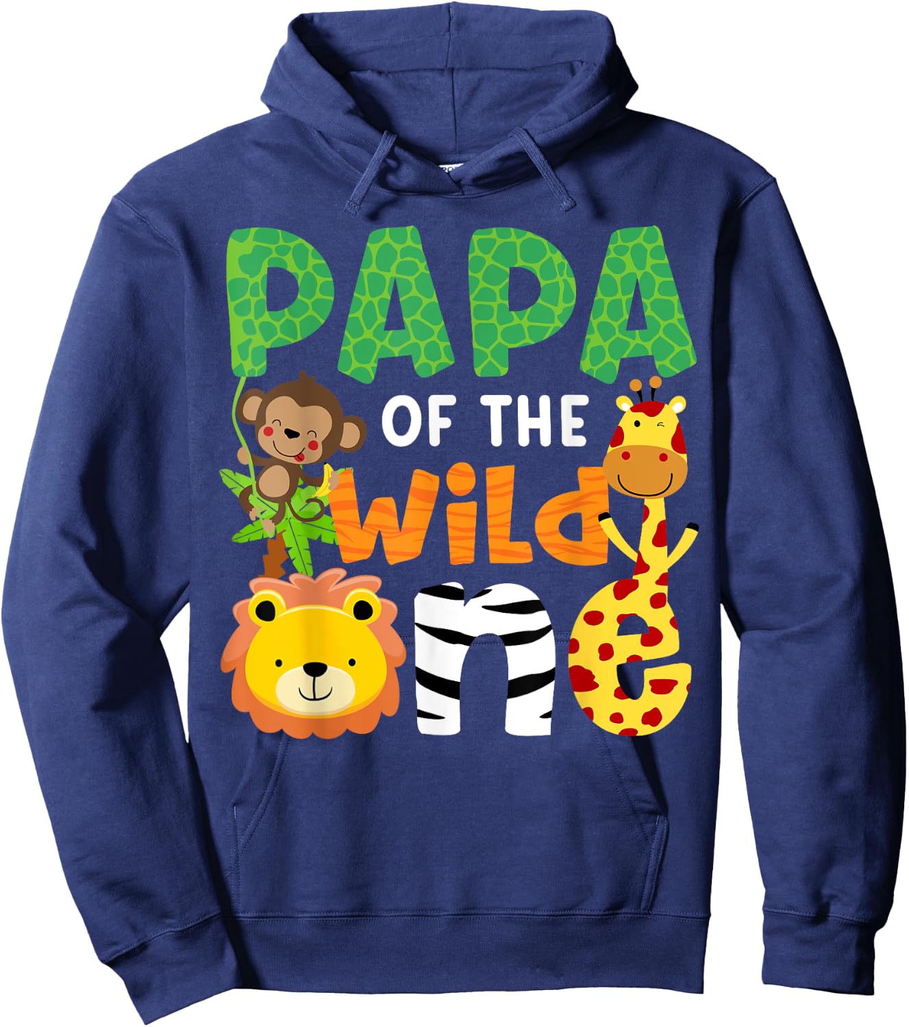 Papa of the Wild One Zoo Theme Bday Safari Jungle Animals Hoodie - Hoodie | Navy