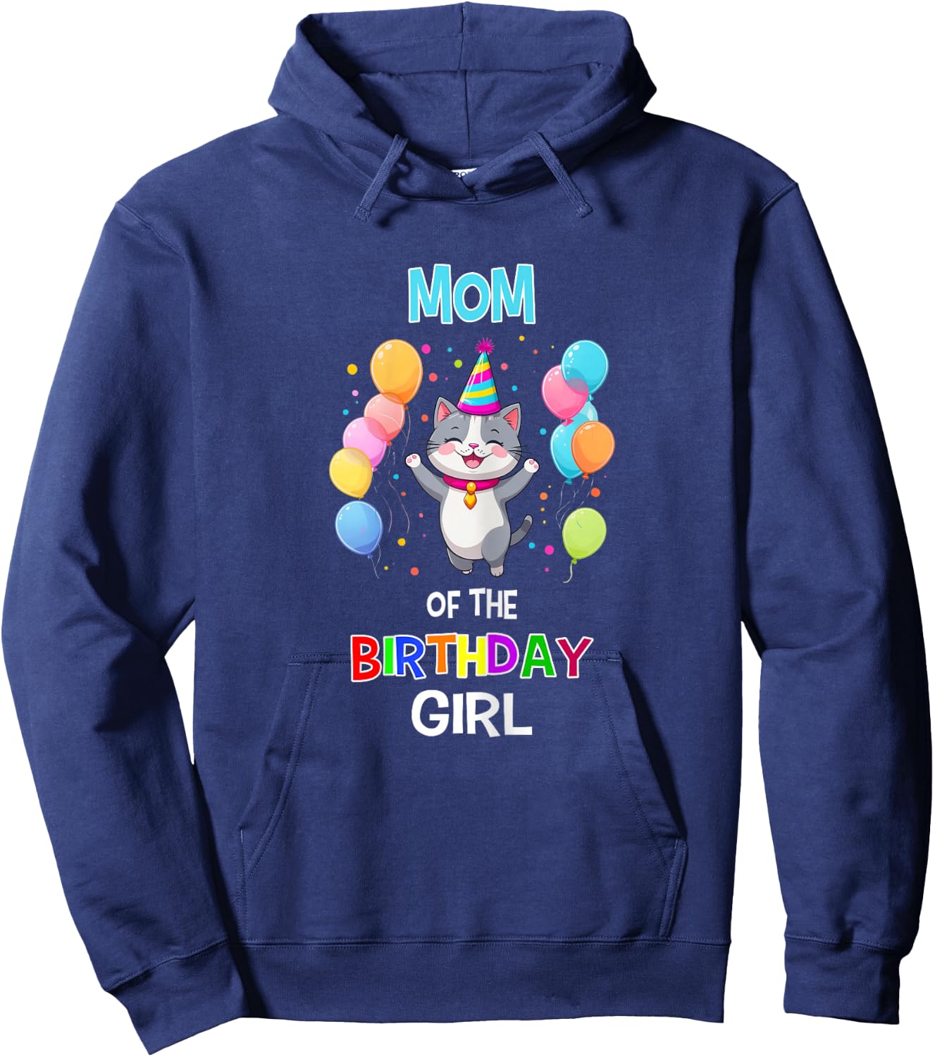 Mom of the Birthday Girl Cat Lover Mother Cat Birthday Hoodie - Hoodie | Navy