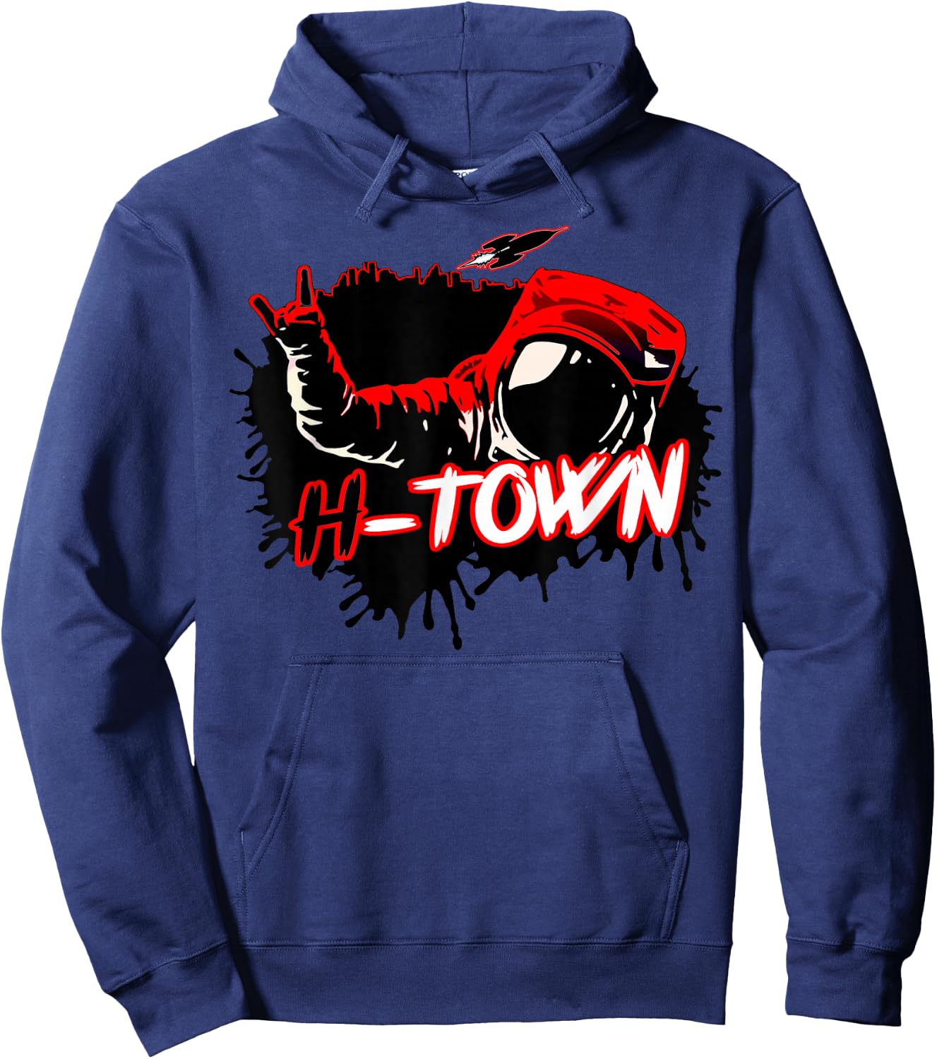 Houston Texas Astronaut H-Town Hand Sign Houston Basketball Hoodie - Hoodie | Navy