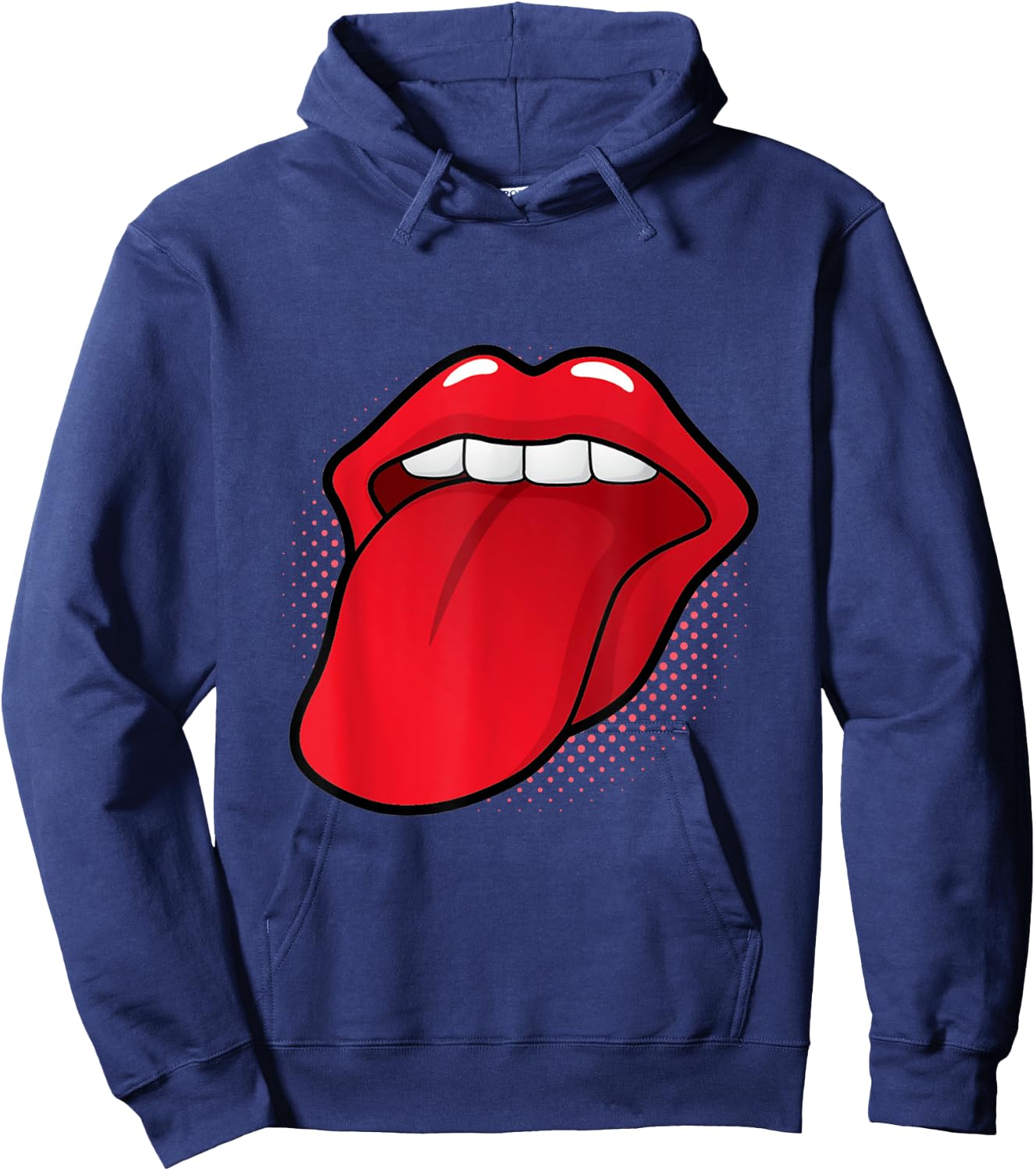 Tongue Out Red Lips Kissing Mouth Lipstick Kissing Lick Hoodie - Hoodie | Navy