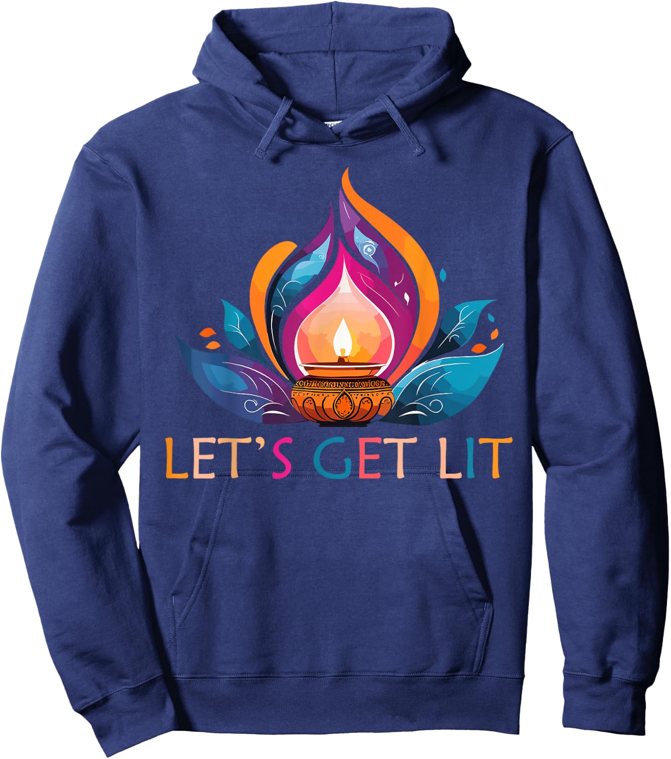 Let's Get Lit Happy Diwali Festival of Light Hoodie - Hoodie | Navy