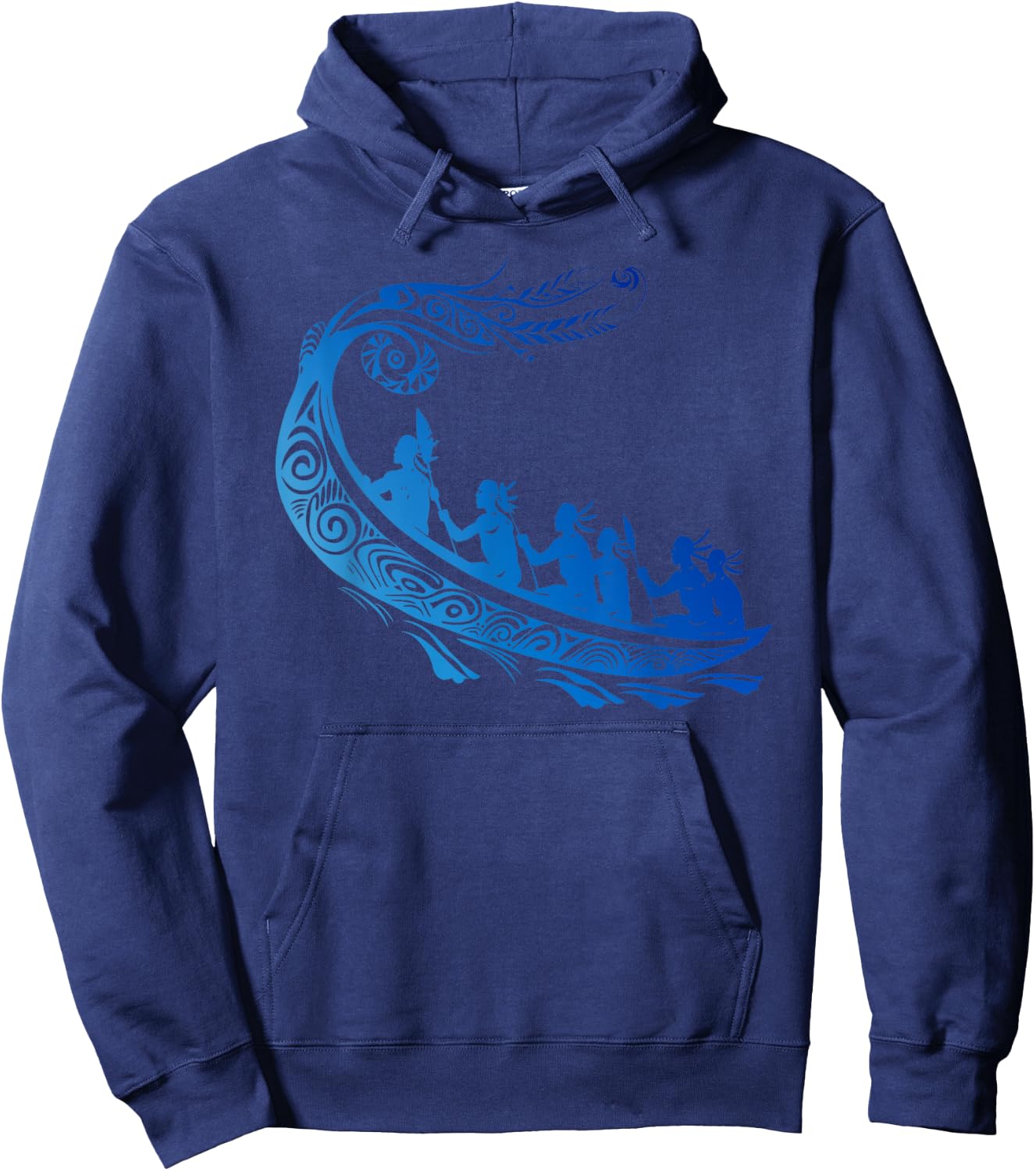 Tribal Hawaiian Outrigger Canoe Shirt - Hawaiian Tribal Hoodie - Hoodie | Navy