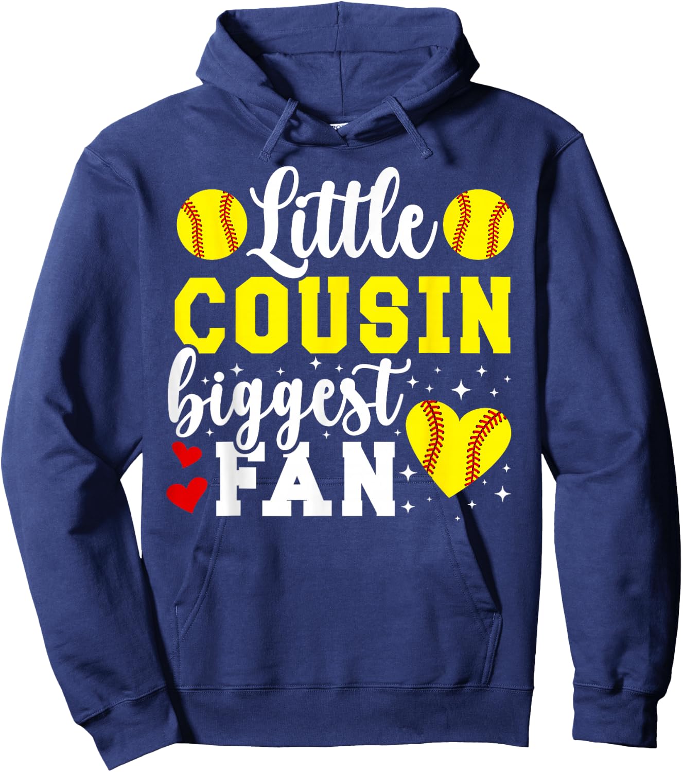 Little Cousin Softball Cousin Of A Softball Player Cousin Hoodie - Hoodie | Navy