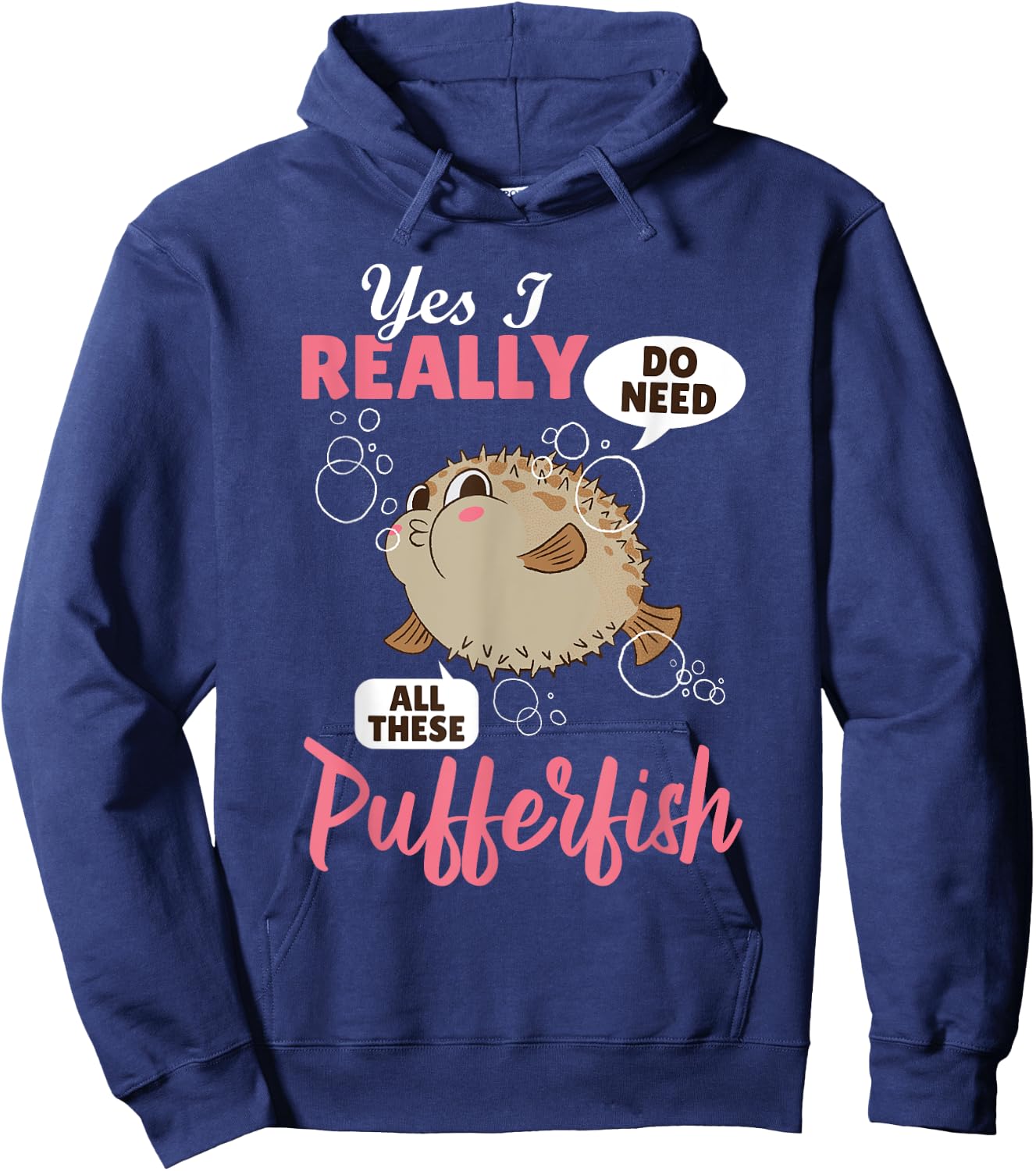 Pufferfish Animals Funny Fish Cute Balloonfish Hoodie - Hoodie | Navy