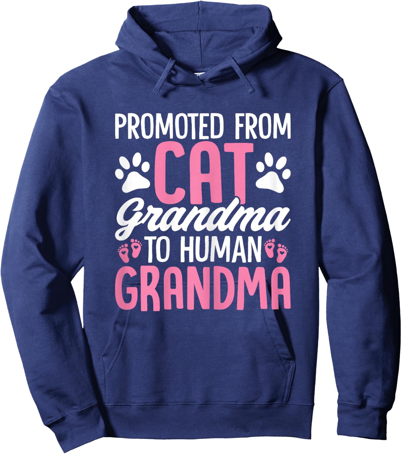 Promoted from Cat Grandma to Human Grandma Funny Cats Hoodie - Hoodie | Navy