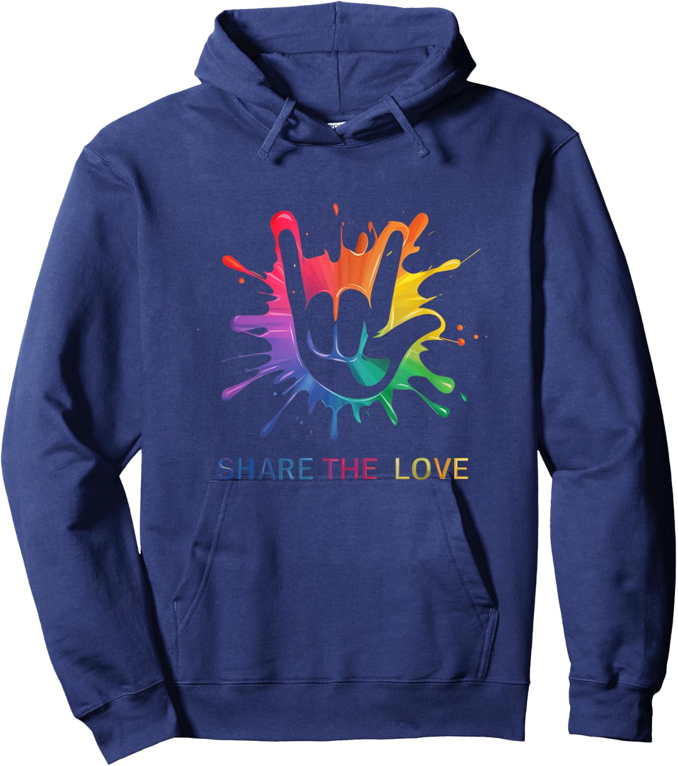 Share The Love Colorful Sign Language Hippie Hoodie - Hoodie | Navy