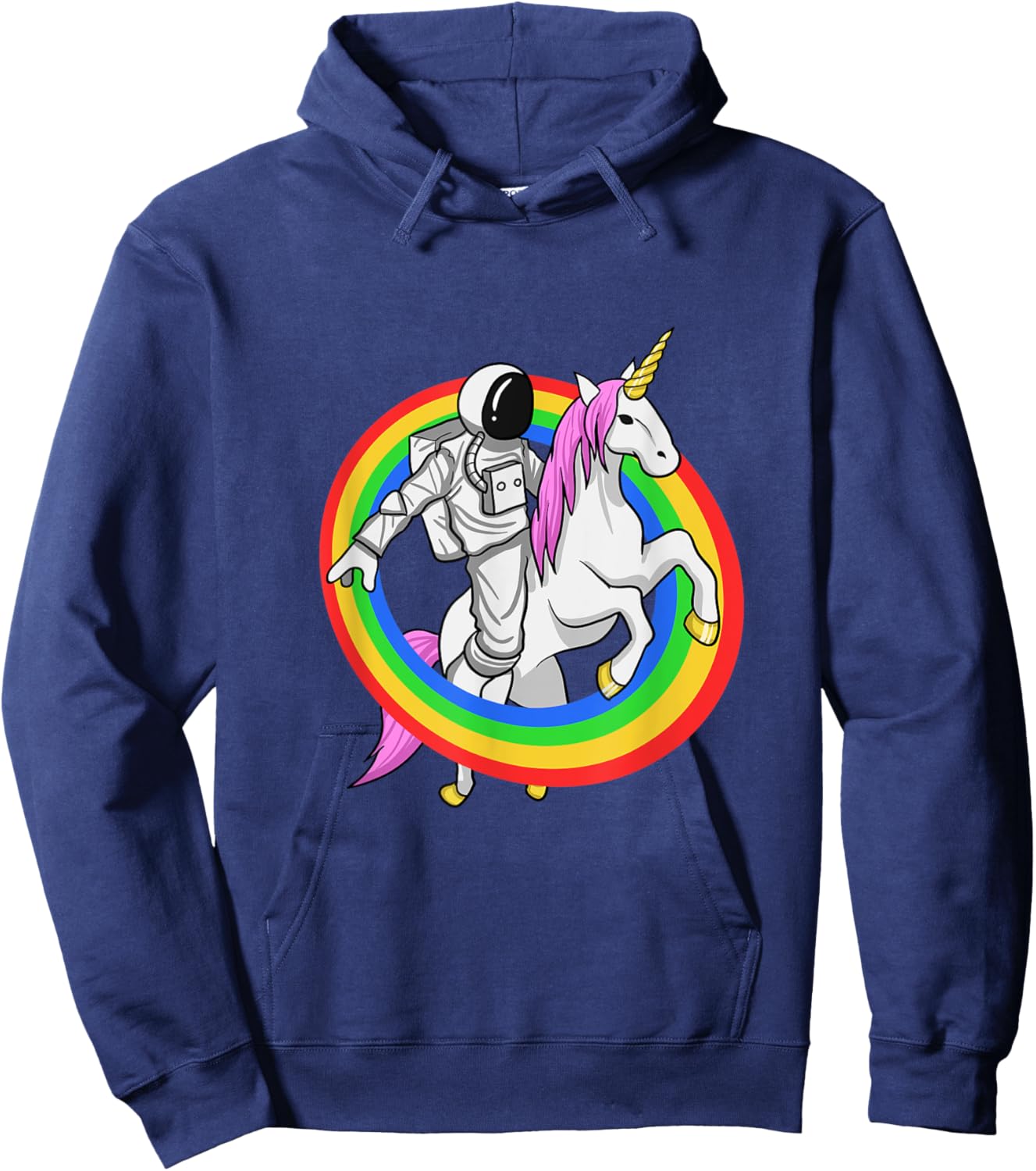 Astronaut Riding Unicorn Shirt Galaxy Space Travel Hoodie - Hoodie | Navy