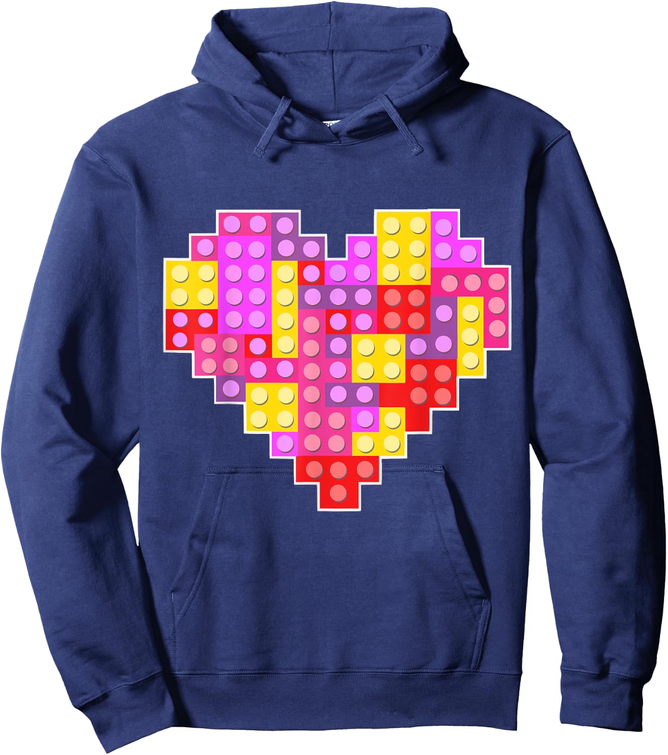 Cute Heart Building Blocks Lover Master Builder Girls Kids Hoodie - Hoodie | Navy