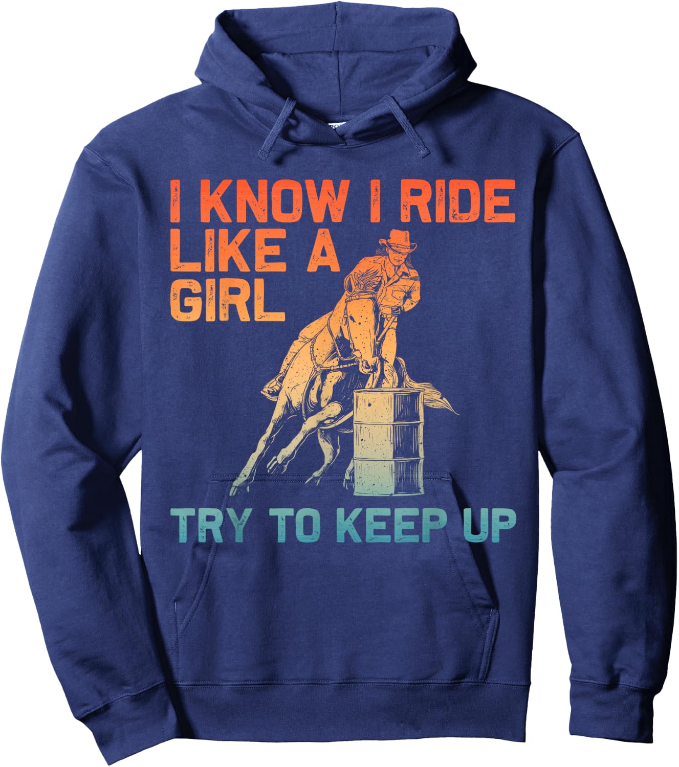 Barrel Racing Design Girls Cowgirl Barrel Racing Hoodie - Hoodie | Navy
