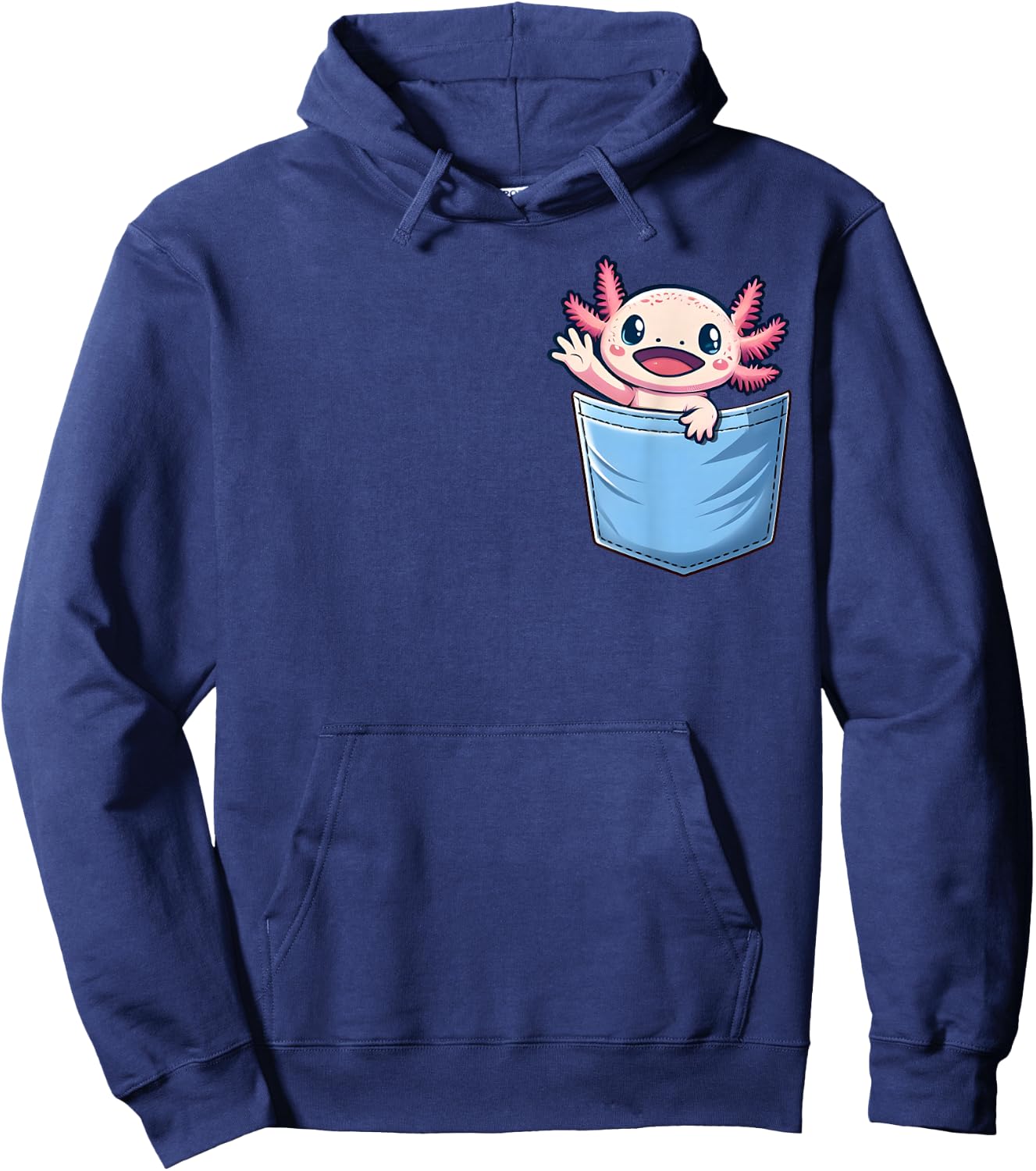Axolotl Pocket Animal Surprise Pocket-Sized Wonder Hoodie - Hoodie | Navy