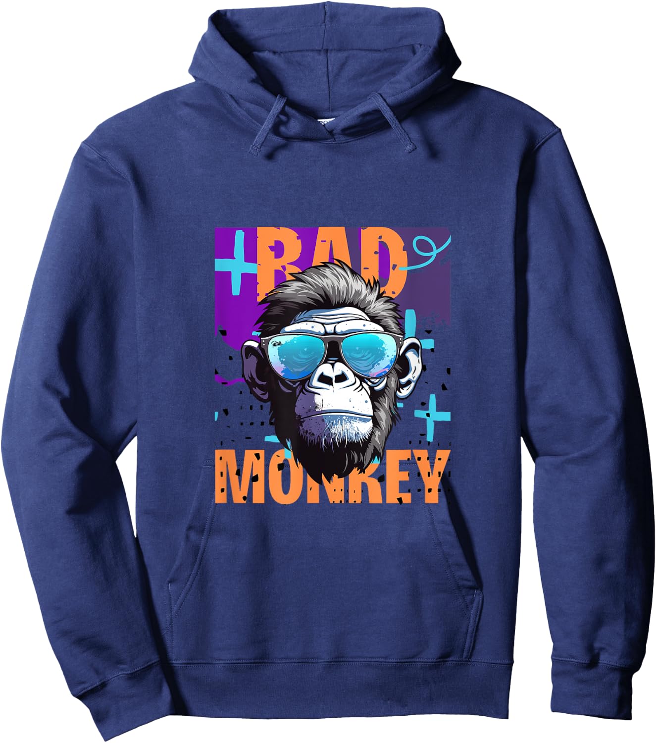 Jon De Voui Bad Monkey - -Adults, Kids - Black - Small - Short Sleeve Hoodie - Hoodie | Navy