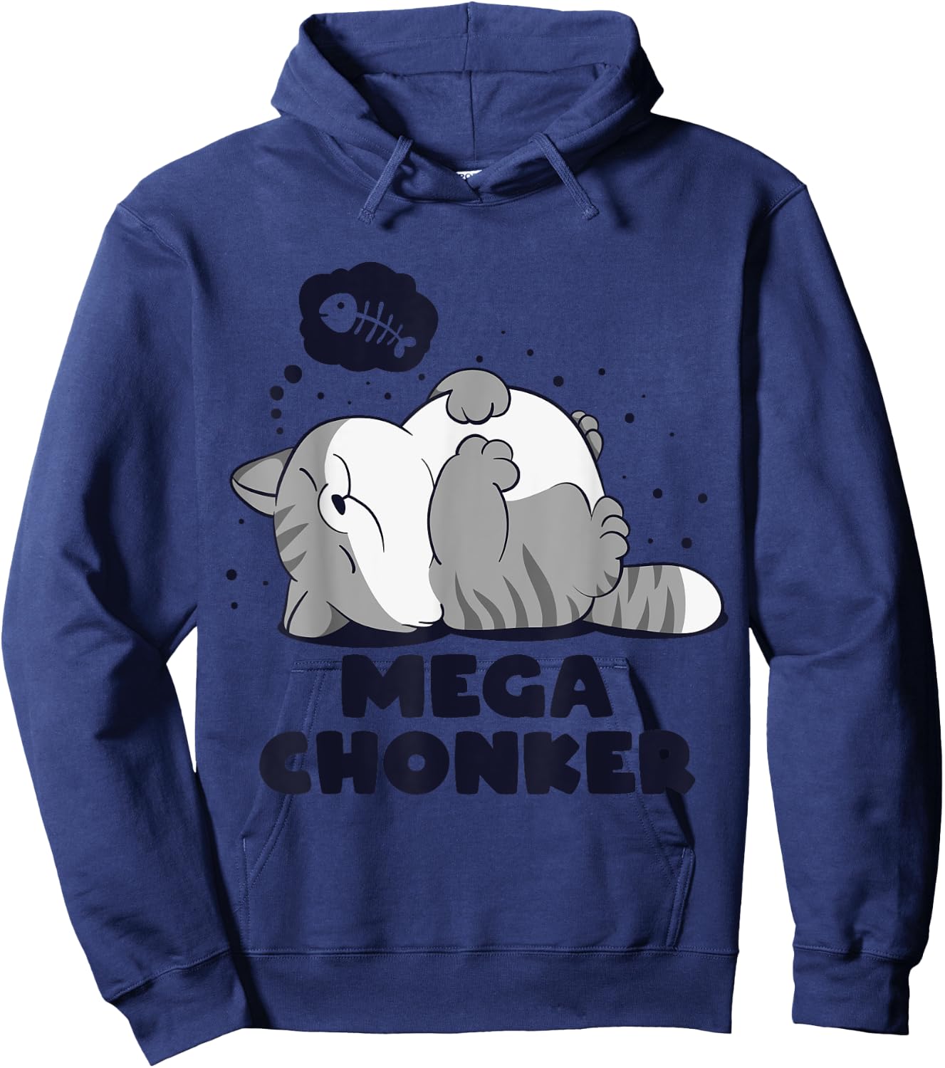 Mega chonker Lazy chonk Cat Funny meme design Women Girls Kids Hoodie - Hoodie | Navy