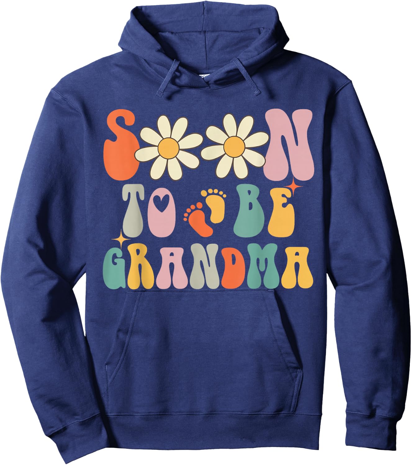 Soon To Be Grandma, Groovy Retro First Time Grandma Women Hoodie - Hoodie | Navy