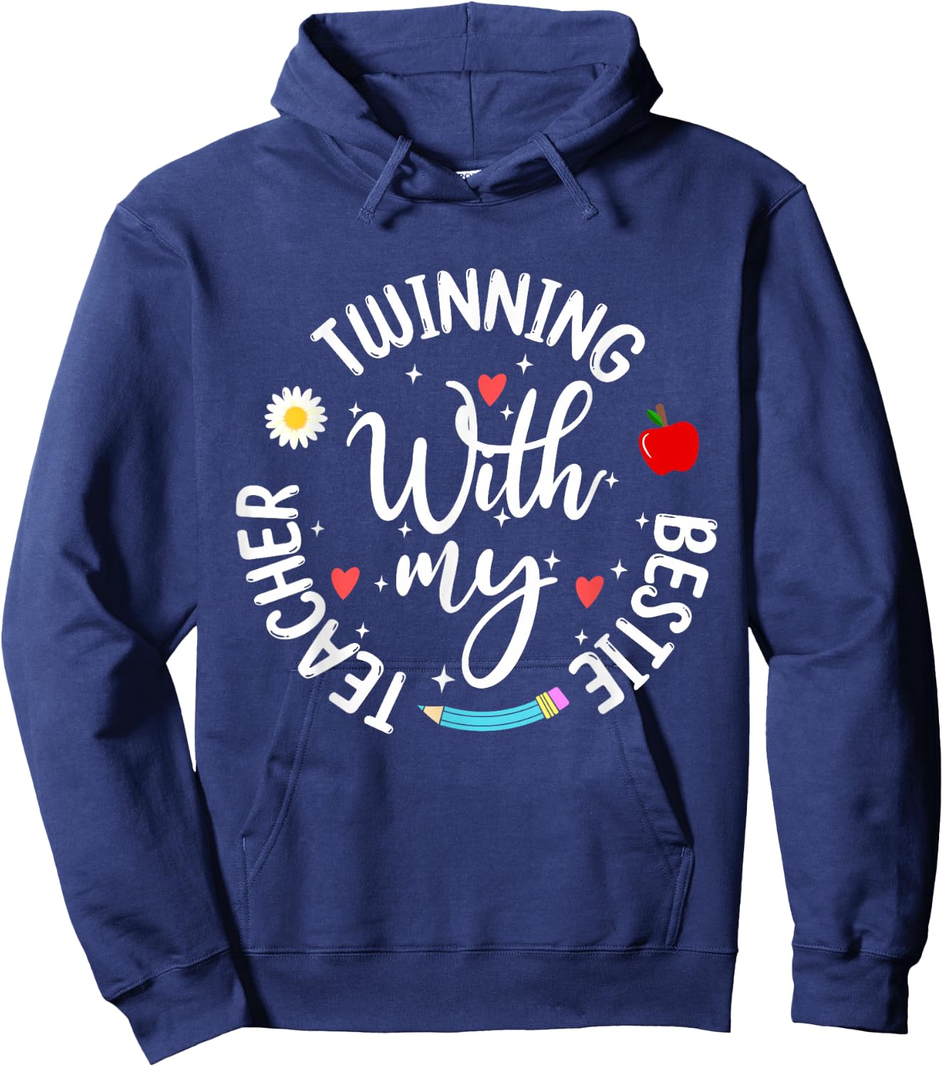 Twinning With My Bestie Teacher Boy Spirit Week Twin Day Hoodie - Hoodie | Navy