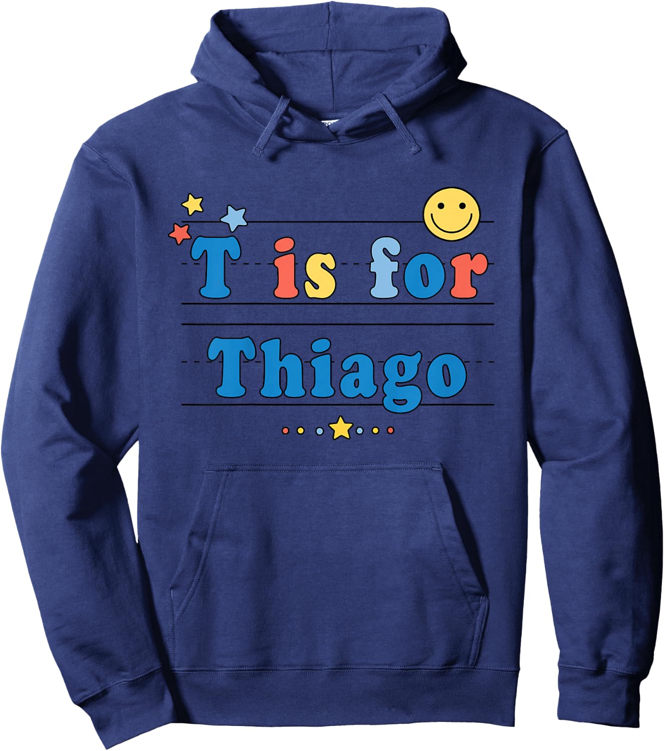 Kids Thiago Name Shirt Alphabet T is for Thiago Hoodie - Hoodie | Navy