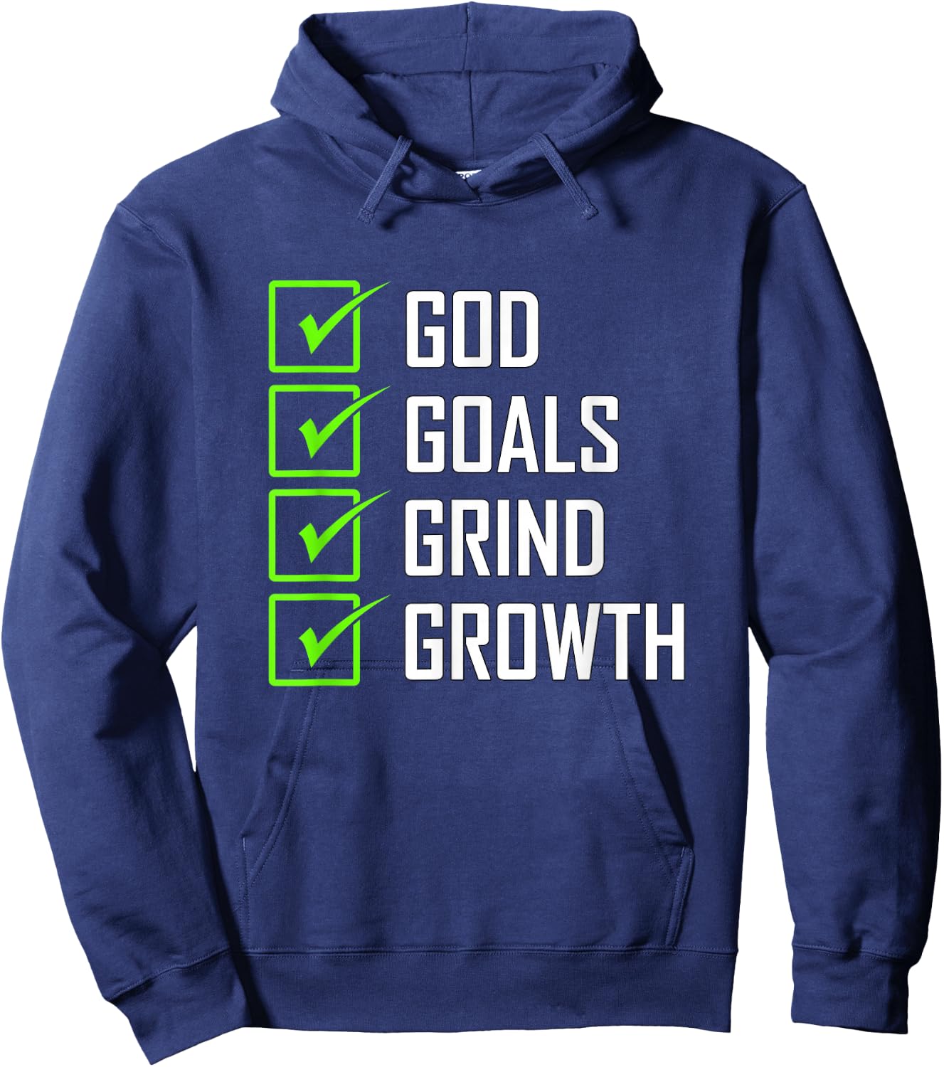 Green Color Goals Grind Growth Green Graphic Hoodie - Hoodie | Navy