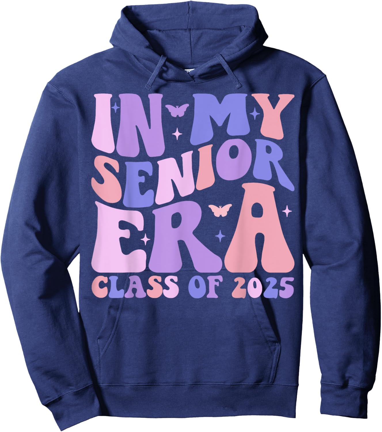 In My Senior Era Class of 2025 Groovy Senior 2025 Graduation Hoodie - Hoodie | Navy