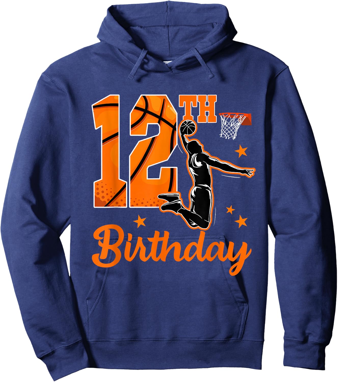 12th Birthday Basketball Theme 12 Year Old Boy Party Hoodie - Hoodie | Navy