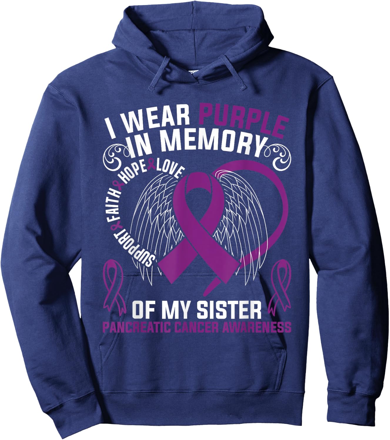 I Wear Purple In Memory Of My Sister Pancreatic Cancer Aware Hoodie - Hoodie | Navy
