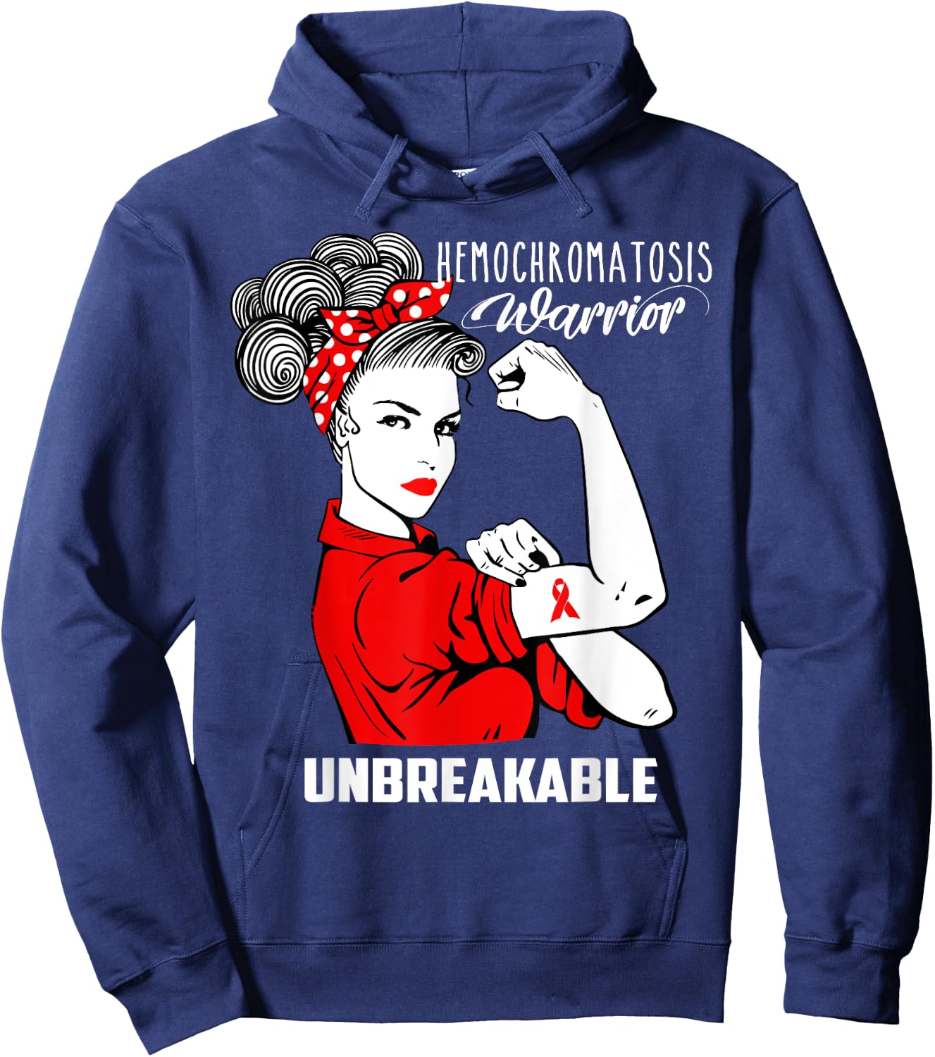Hemochromatosis Warrior Unbreakable Shirt Awareness Gift Hoodie - Hoodie | Navy