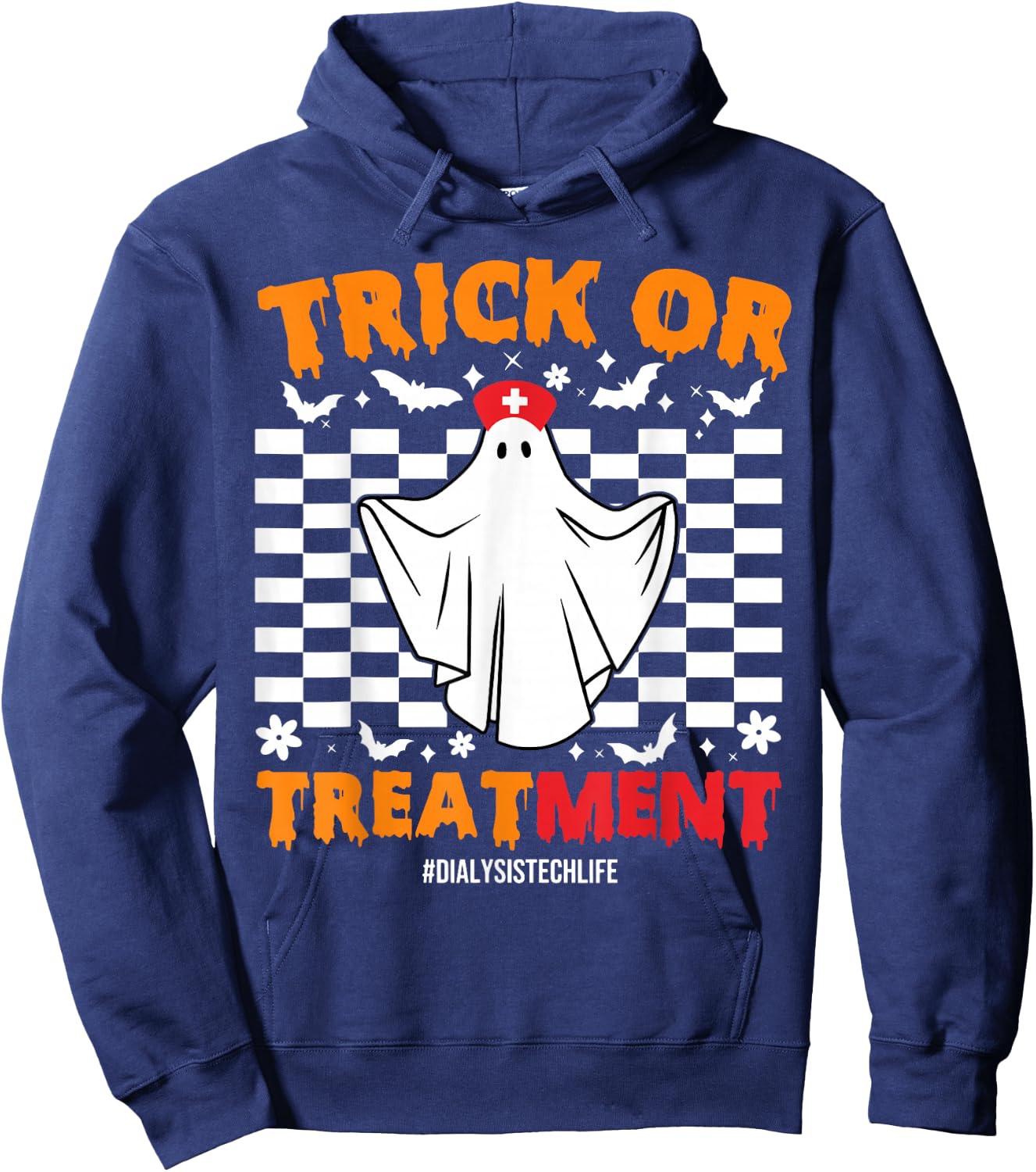 Trick Or Treatment Dialysis Technician Life Ghost Halloween Hoodie - Hoodie | Navy