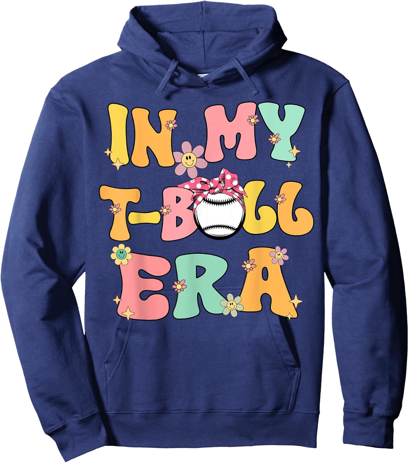 In My Tball Era Retro Groovy T ball ball Kids Girl Boy Hoodie - Hoodie | Navy
