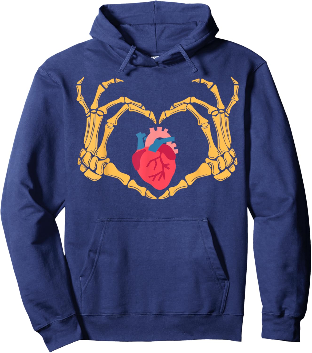 Skeleton Hand Heart Anatomy Cardiac CVICU Nurse Halloween Hoodie - Hoodie | Navy