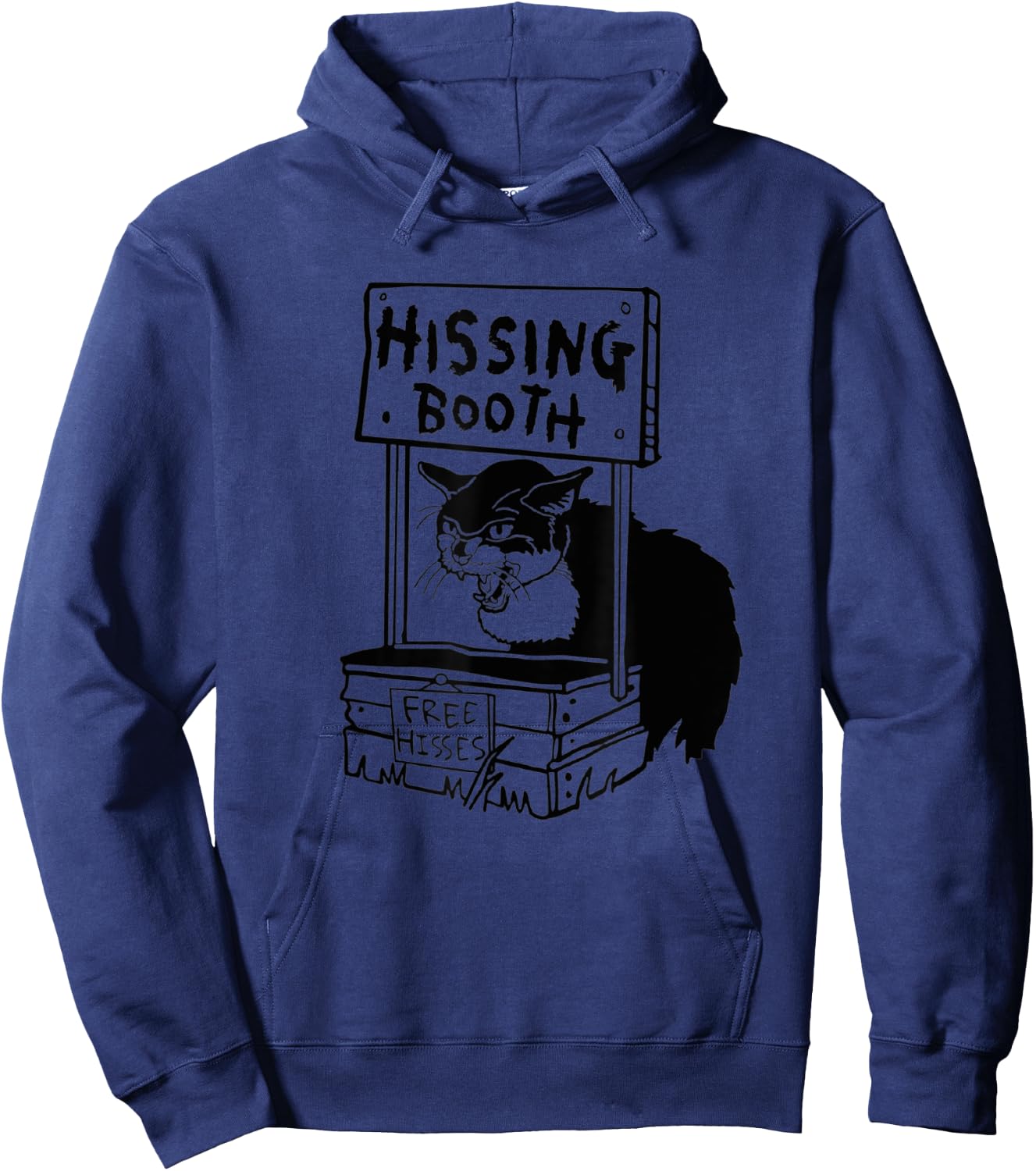 Cat Hissing Booth Black Cat Cute Ktten Cat Lover Funny Hoodie - Hoodie | Navy