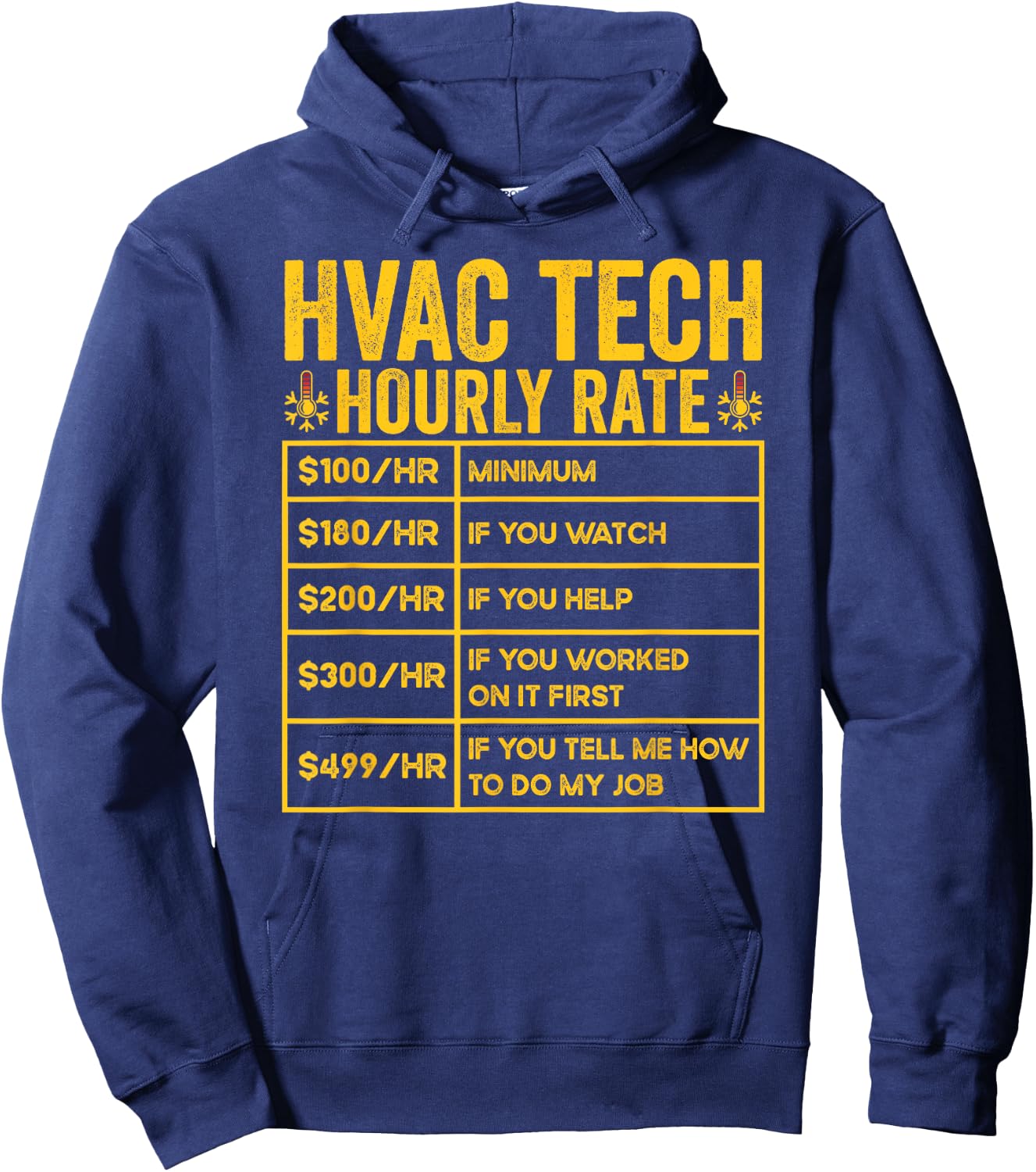 HVAC Tech Hourly Rate HVAC Technician Repairman Hoodie - Hoodie | Navy
