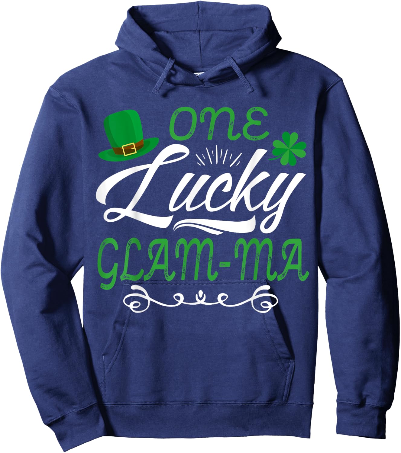 One Lucky Glam-ma St.Patrick's Day Irish Mother Grandma Hoodie - Hoodie | Navy