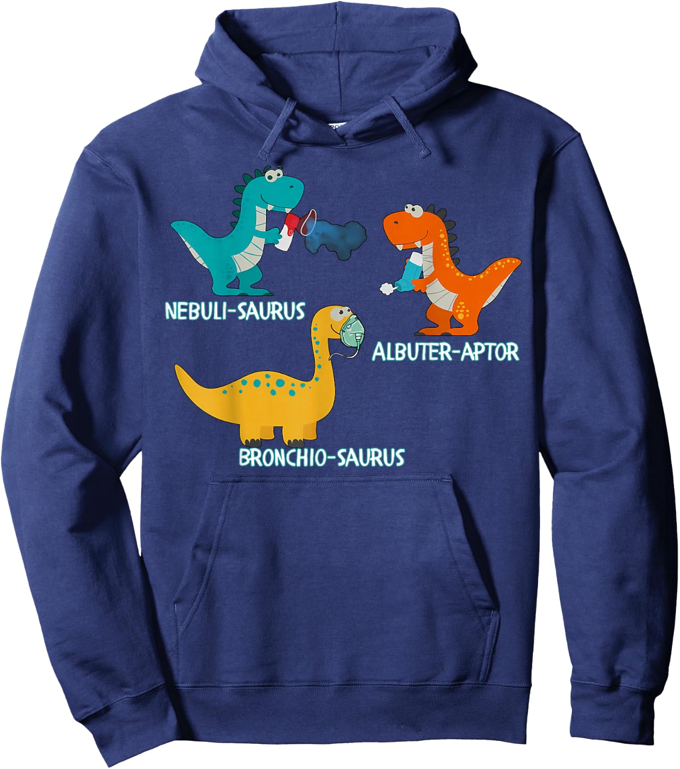 Dinosaur Pediatric Respiratory Therapy PEDS PICU RRT Crew Hoodie - Hoodie | Navy