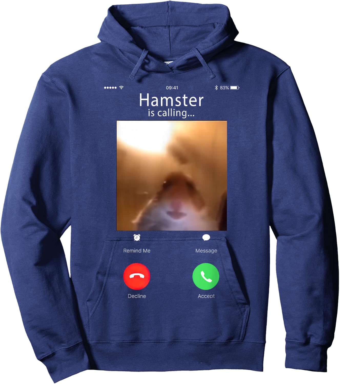 dank Meme Hamster Staring Front Camera Hamster Calling Hoodie - Hoodie | Navy