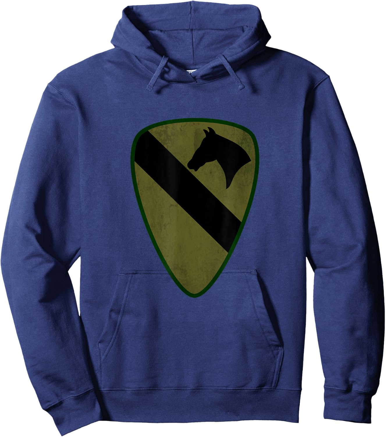 1st Cavalry Division OD Green Distressed Military Veteran Hoodie - Hoodie | Navy